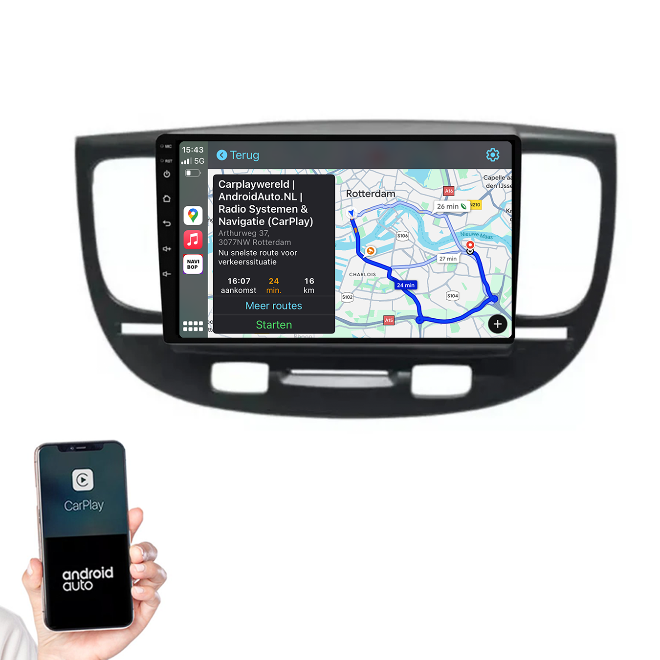 Kia Rio | Autoradio |2005 t/m 2011 | Android 14 | Apple CarPlay & Android Auto