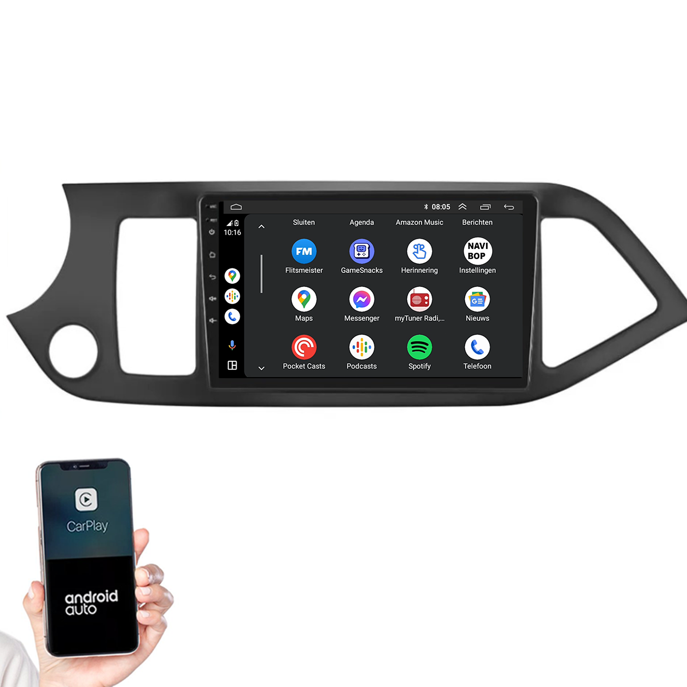 Kia Picanto | Autoradio |2011 t/m 2017 | Android 14 | Apple CarPlay & Android Auto