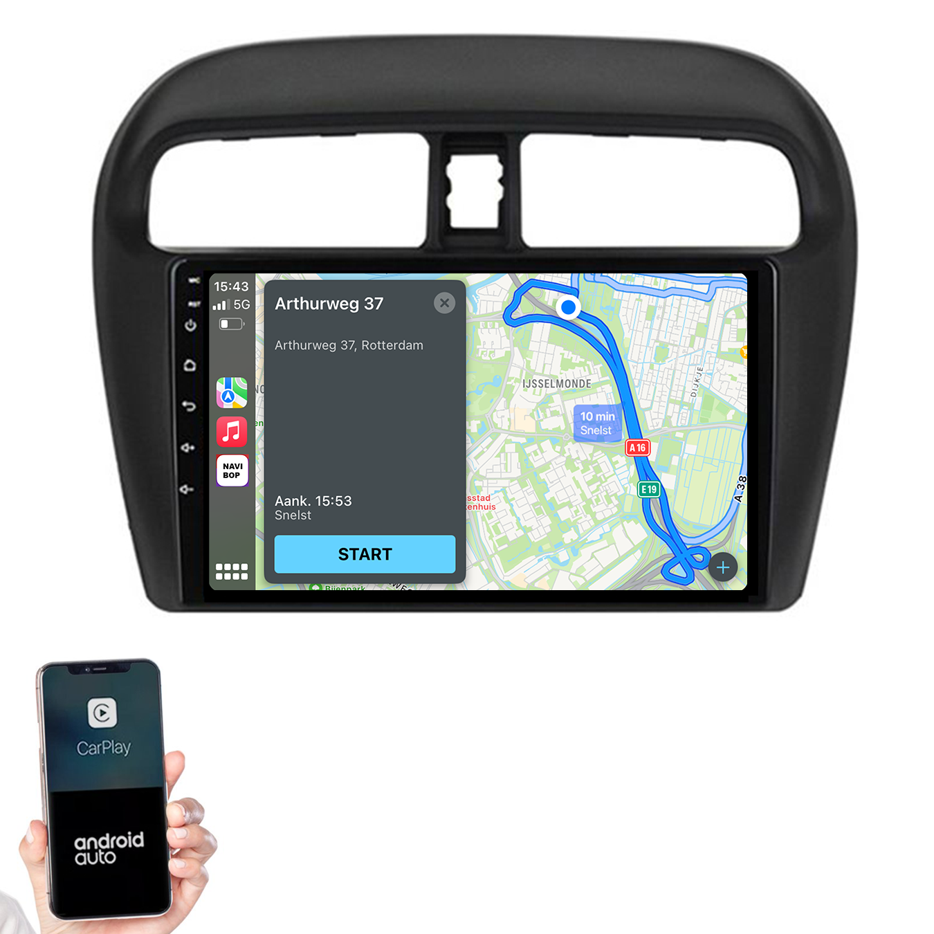 Mitsubishi Mirage | Autoradio | 2012 t/m 2018 | Android 14 | Apple CarPlay & Android Auto
