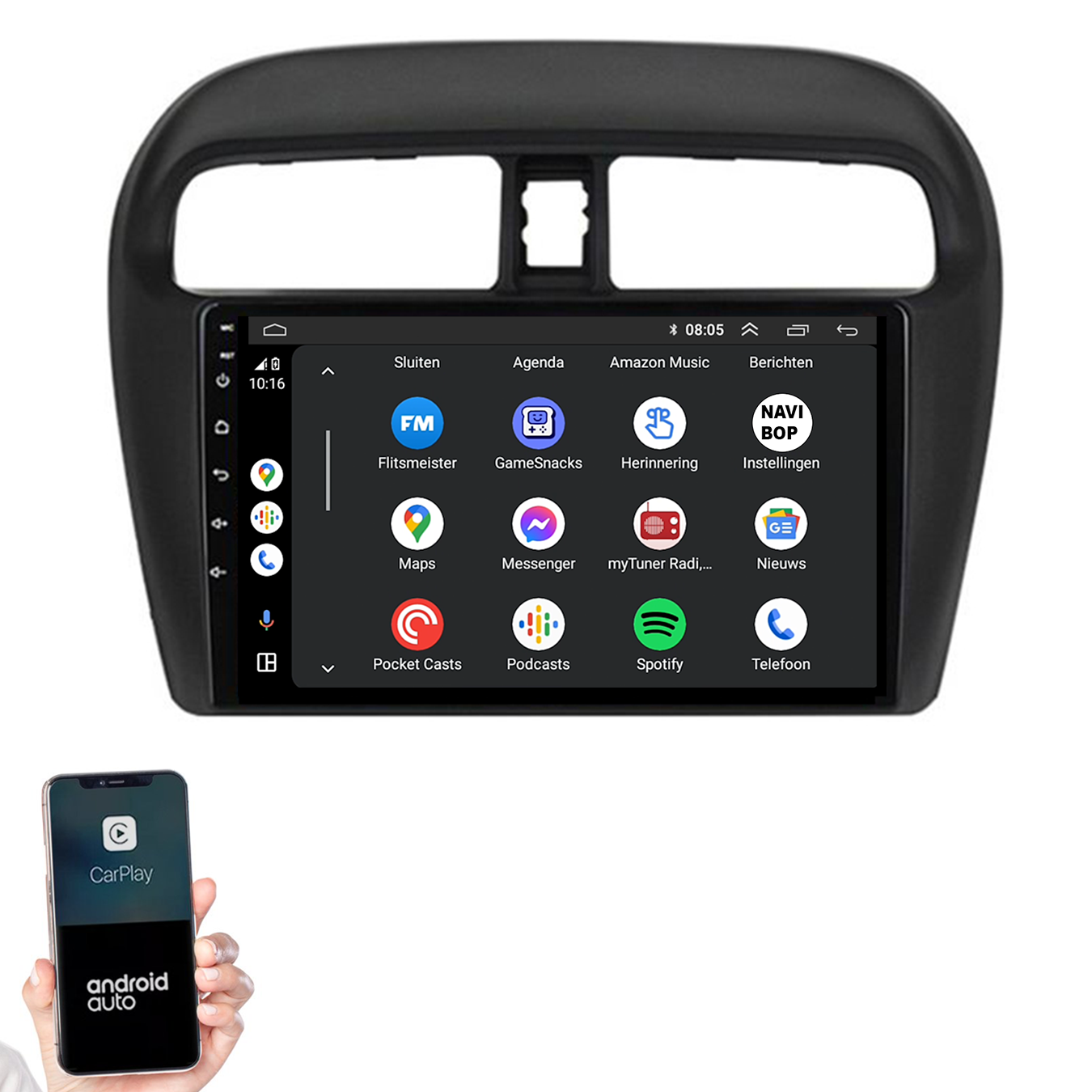 Mitsubishi Mirage | Autoradio | 2012 t/m 2018 | Android 14 | Apple CarPlay & Android Auto