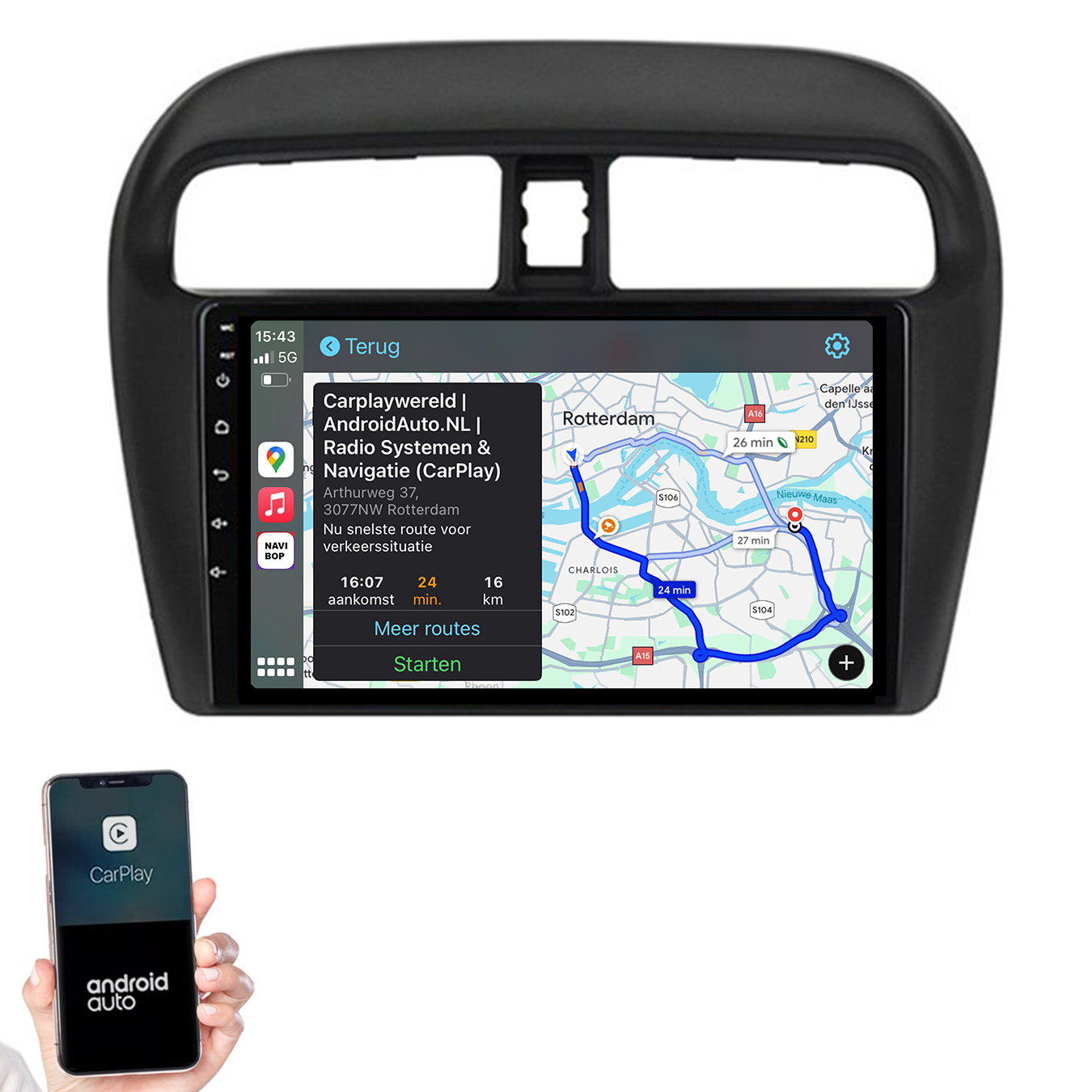 Mitsubishi Spacestar | Autoradio | 2012 t/m 2018 | Android 14 | Apple CarPlay & Android Auto
