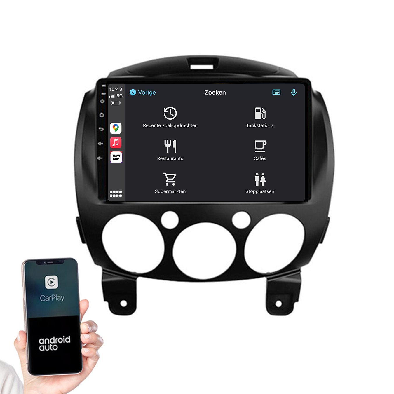 Mazda 2 | Autoradio | 2007 t/m 2014 | Android 14 | Apple CarPlay & Android Auto