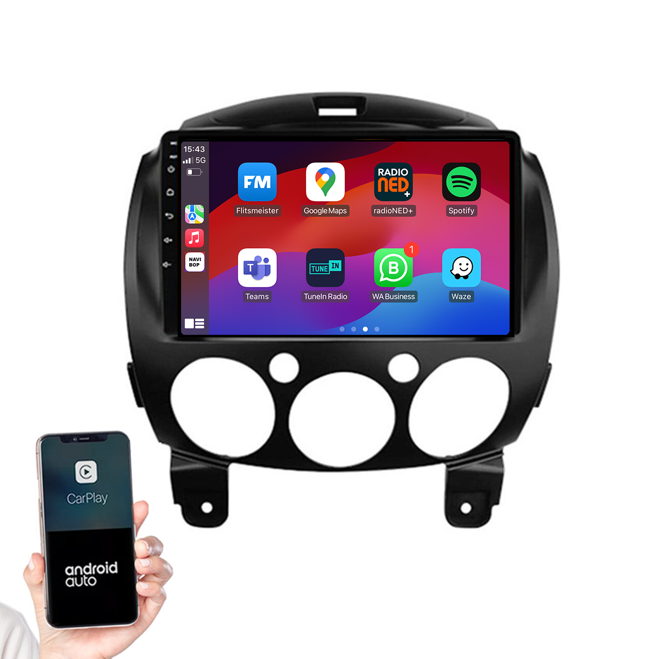 Mazda 2 | Autoradio | 2007 t/m 2014 | Android 14 | Apple CarPlay & Android Auto
