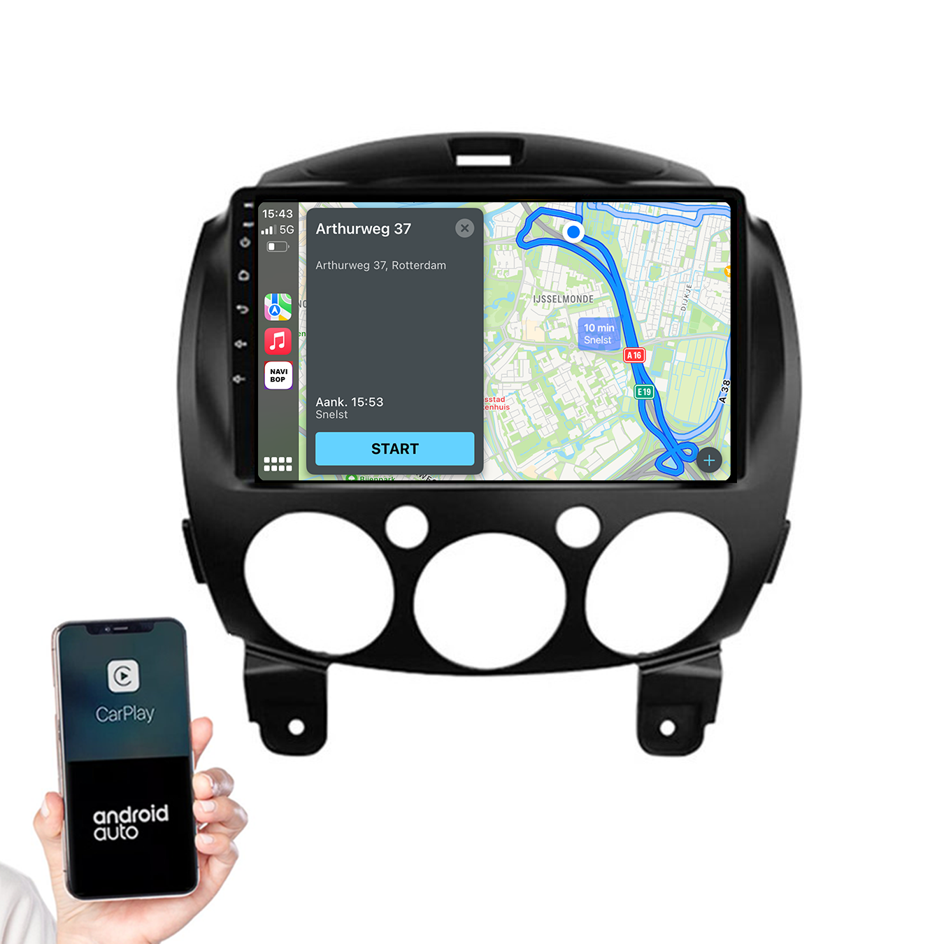 Mazda 2 | Autoradio | 2007 t/m 2014 | Android 14 | Apple CarPlay & Android Auto