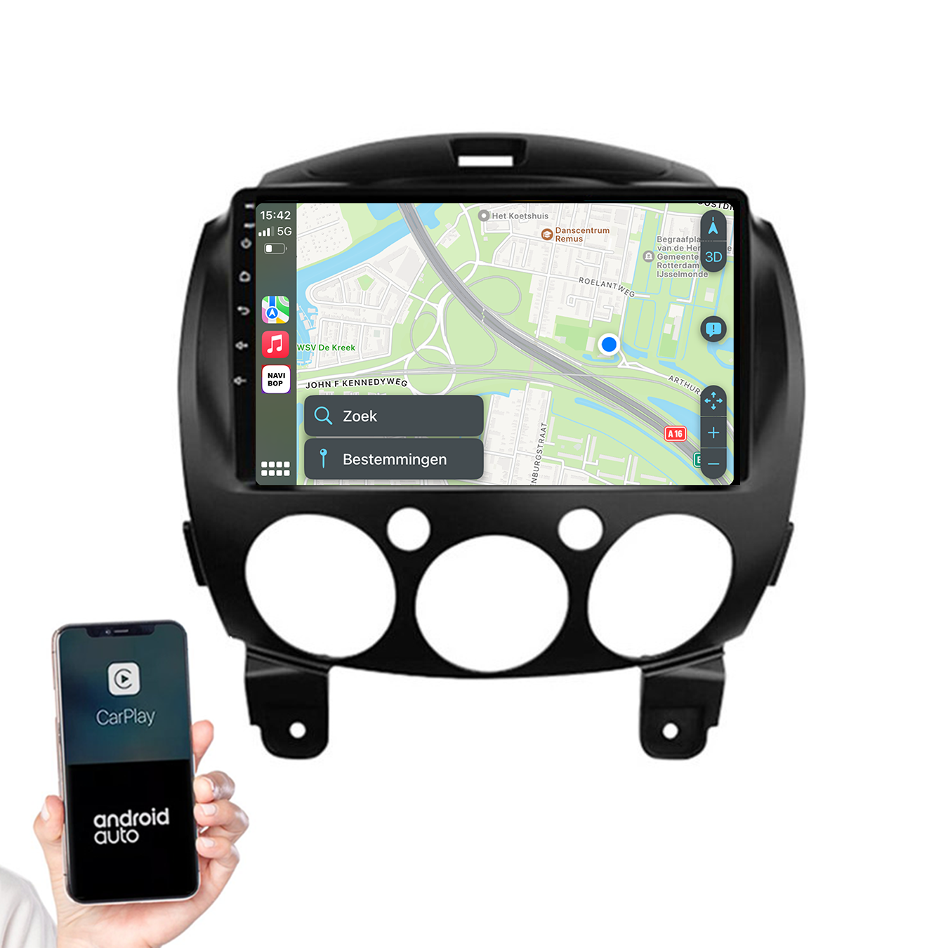 Mazda 2 | Autoradio | 2007 t/m 2014 | Android 14 | Apple CarPlay & Android Auto