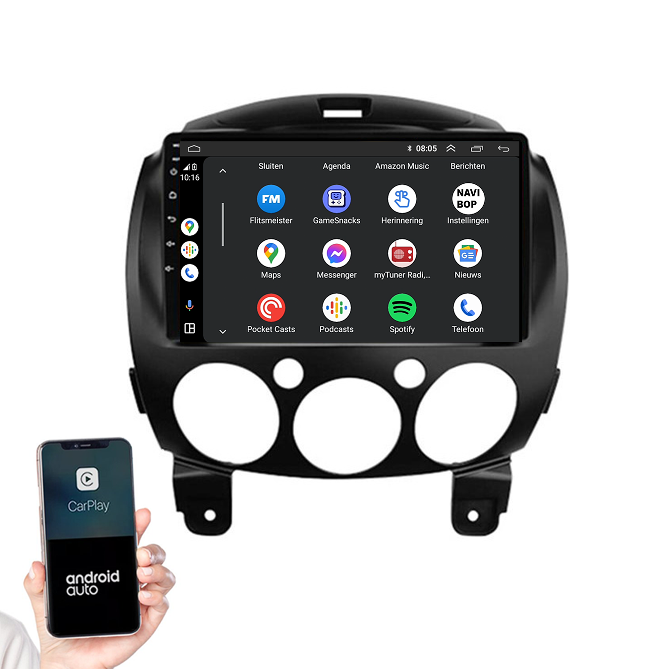 Mazda 2 | Autoradio | 2007 t/m 2014 | Android 14 | Apple CarPlay & Android Auto