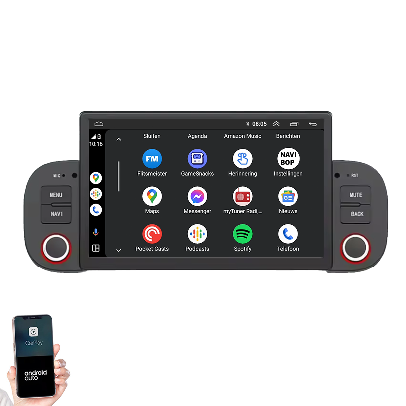 Fiat Panda | Autoradio | 2013 t/m 2020 | Android 14 | Apple CarPlay & Android Auto