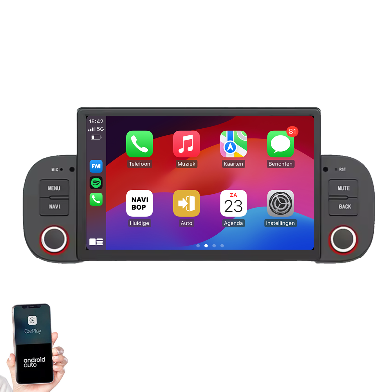 Fiat Panda | Autoradio | 2013 t/m 2020 | Android 14 | Apple CarPlay & Android Auto