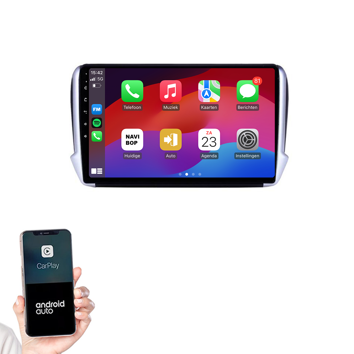 Peugeot 2008 | Autoradio | 2013 t/m 2019 | Android 14 | Apple CarPlay & Android Auto