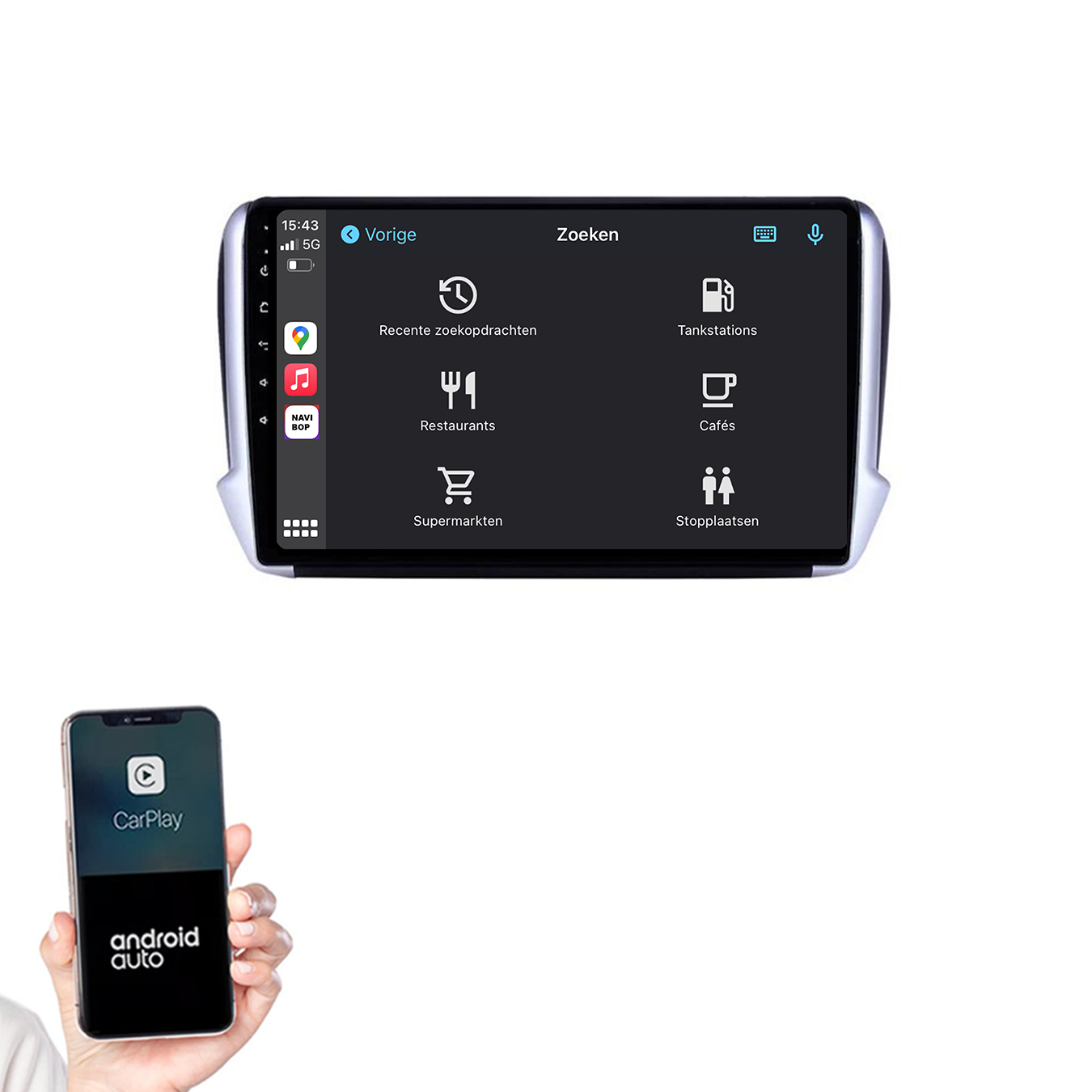 Peugeot 208 | Autoradio | 2011 t/m 2018 | Android 14 | Apple CarPlay & Android Auto
