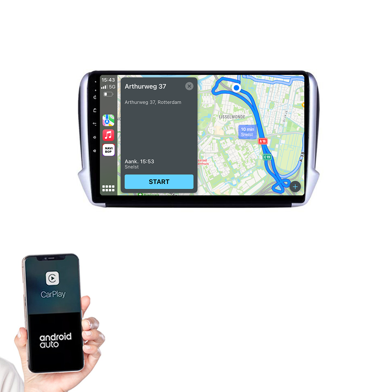 Peugeot 208 | Autoradio | 2011 t/m 2018 | Android 14 | Apple CarPlay & Android Auto