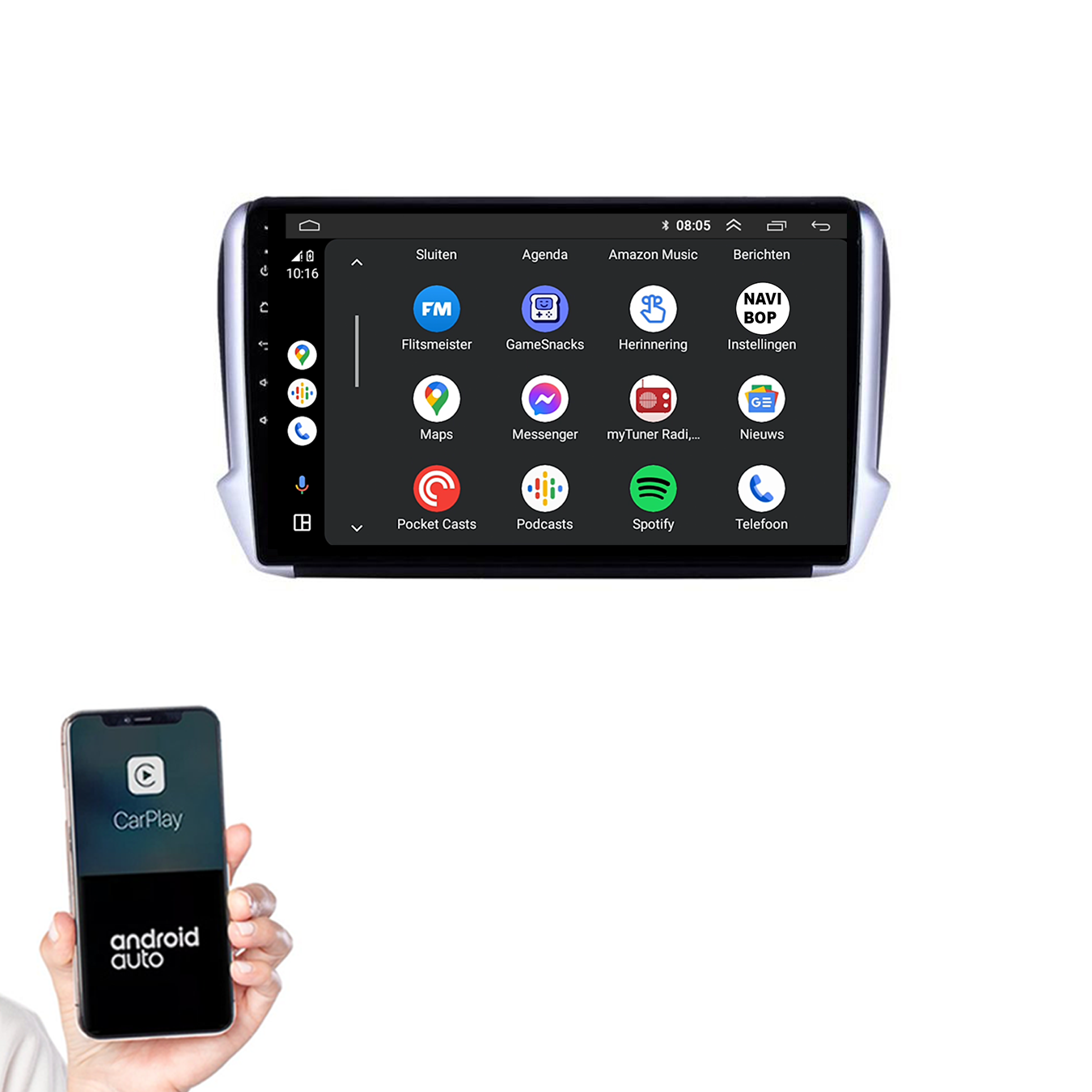 Peugeot 2008 | Autoradio | 2013 t/m 2019 | Android 14 | Apple CarPlay & Android Auto