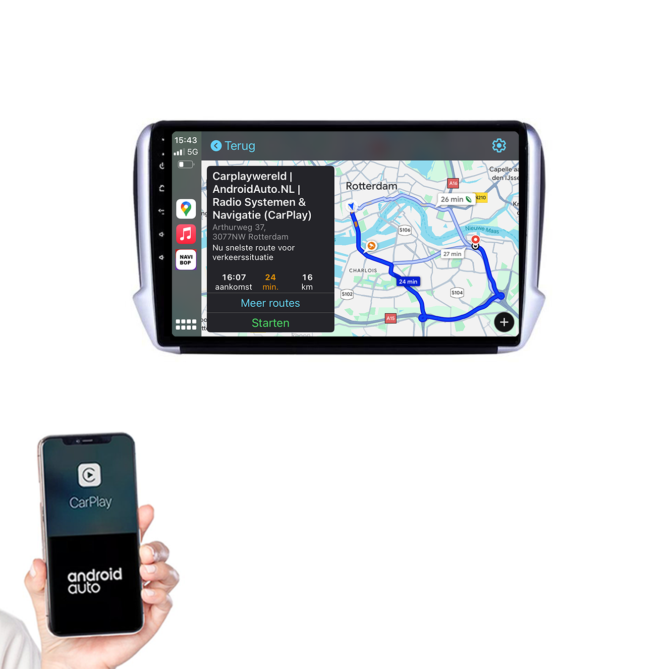 Peugeot 208 | Autoradio | 2011 t/m 2018 | Android 14 | Apple CarPlay & Android Auto