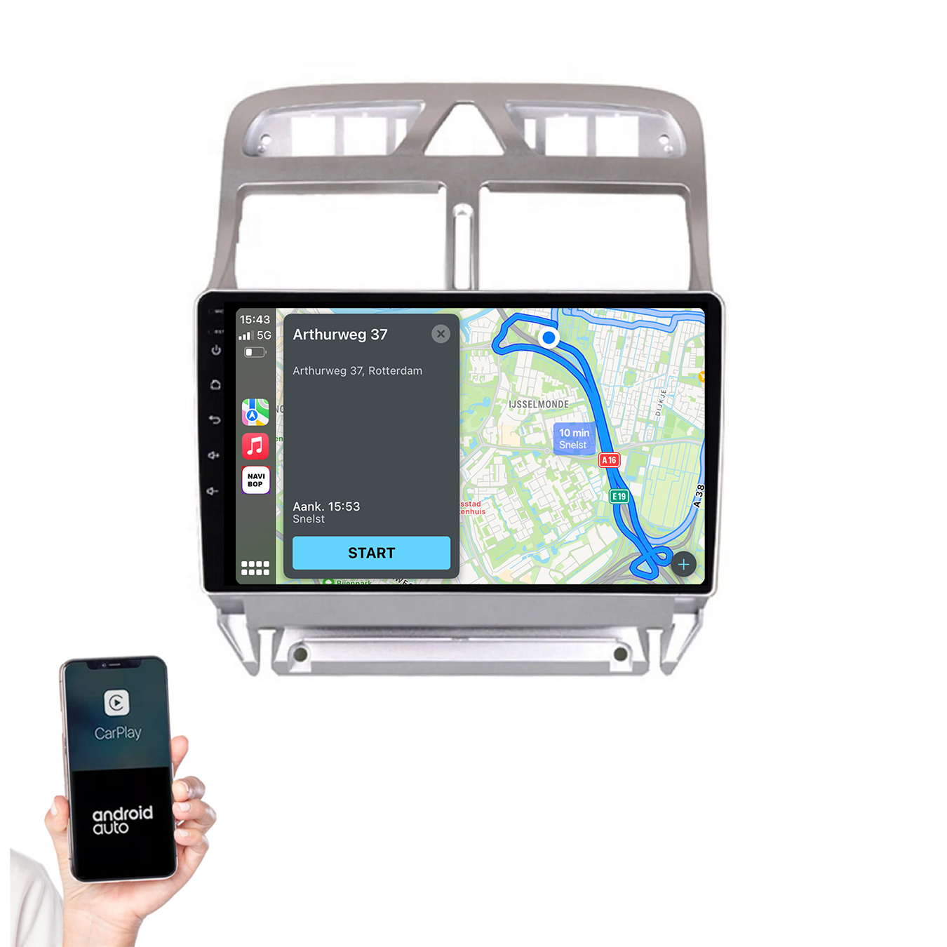 Peugeot 307 | Autoradio | 2002 t/m 2013 | Android 14 | Apple CarPlay & Android Auto