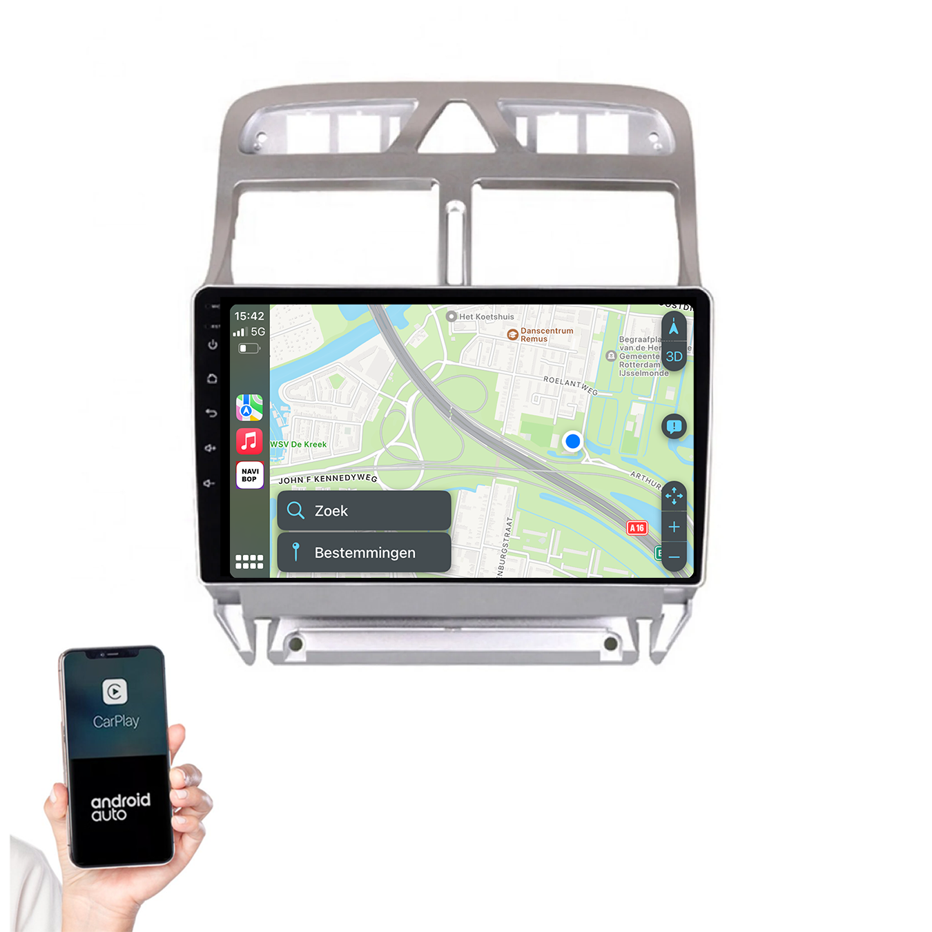 Peugeot 307 | Autoradio | 2002 t/m 2013 | Android 14 | Apple CarPlay & Android Auto