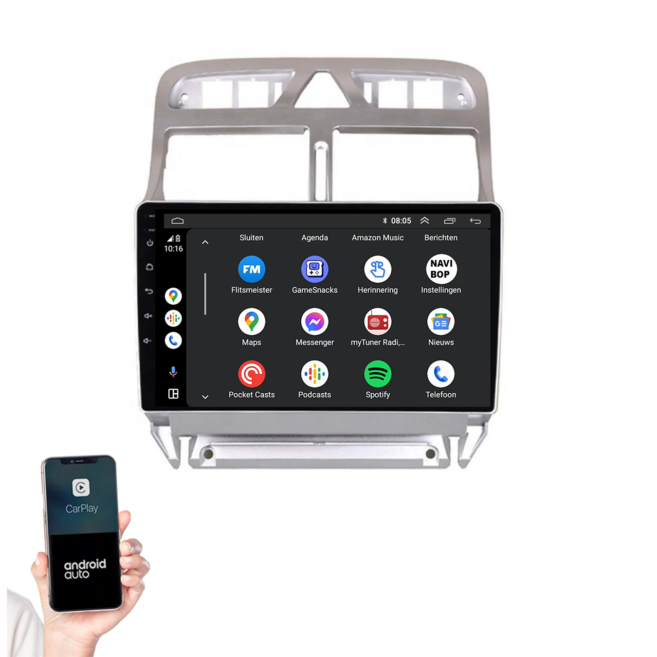 Peugeot 307 | Autoradio | 2002 t/m 2013 | Android 14 | Apple CarPlay & Android Auto