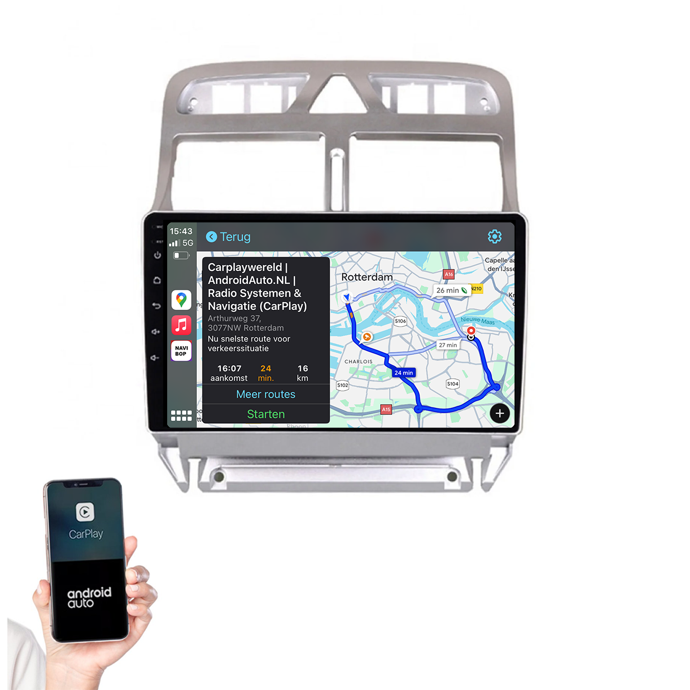 Peugeot 307 | Autoradio | 2002 t/m 2013 | Android 14 | Apple CarPlay & Android Auto