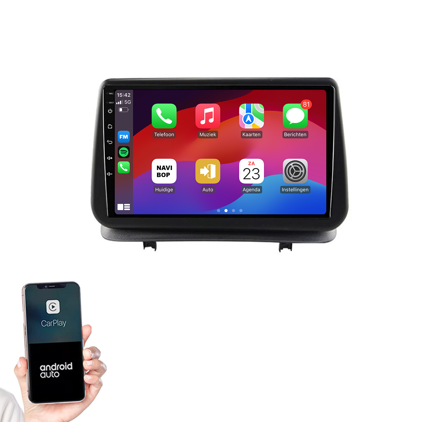 Renault Clio 2 | Autoradio | 2005 t/m 2012 | Android 14 | Apple CarPlay & Android Auto