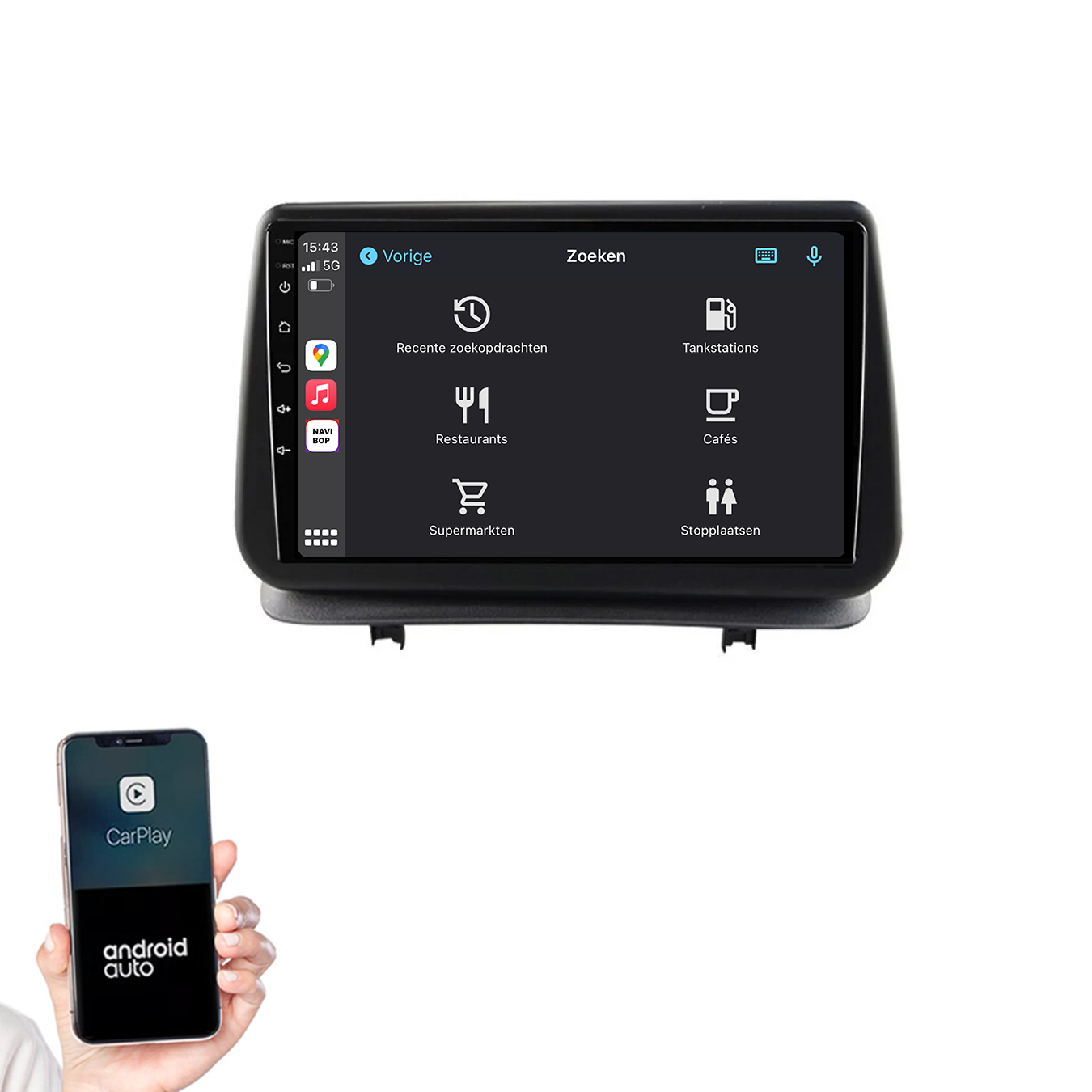 Renault Clio 2 | Autoradio | 2005 t/m 2012 | Android 14 | Apple CarPlay & Android Auto