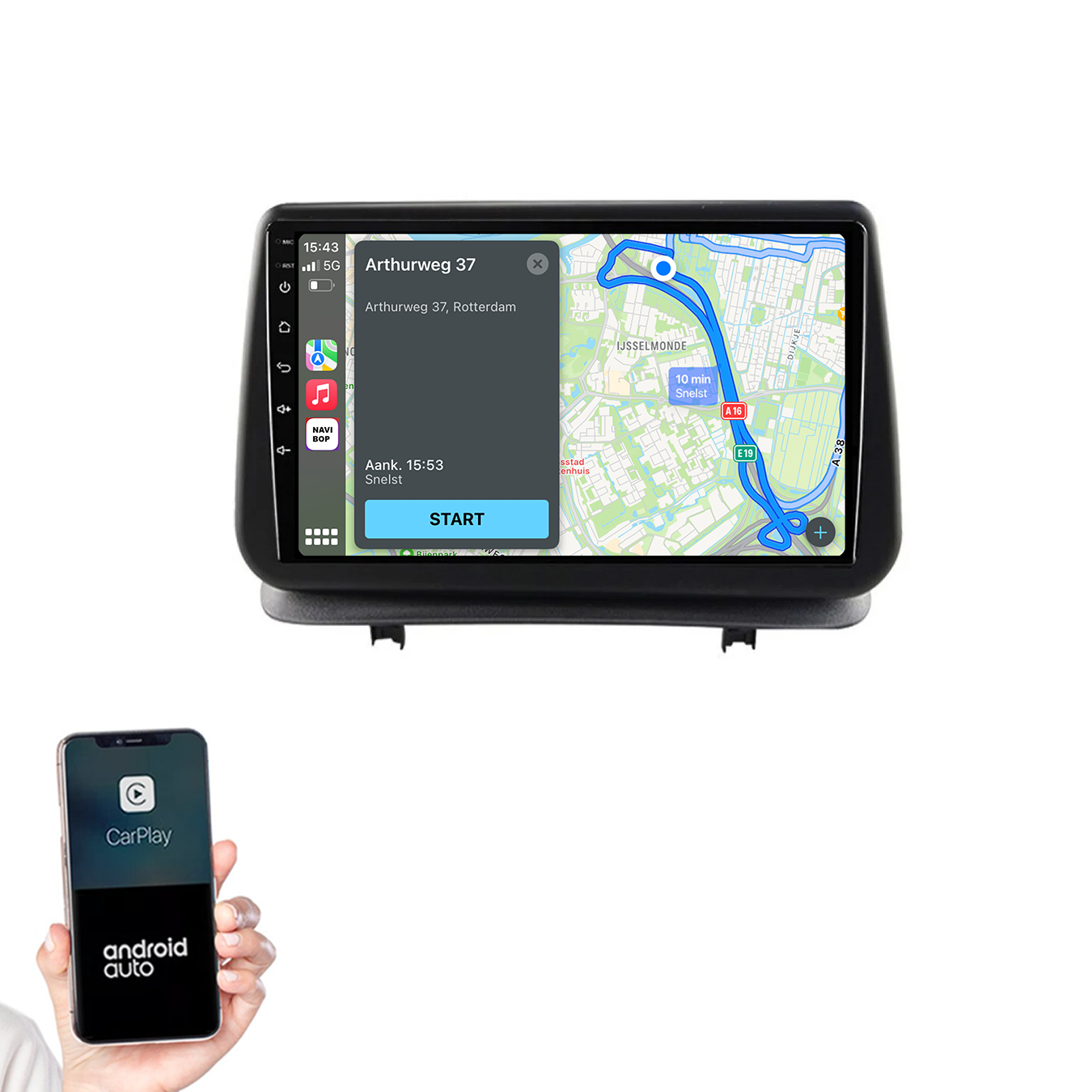 Renault Clio 2 | Autoradio | 2005 t/m 2012 | Android 14 | Apple CarPlay & Android Auto