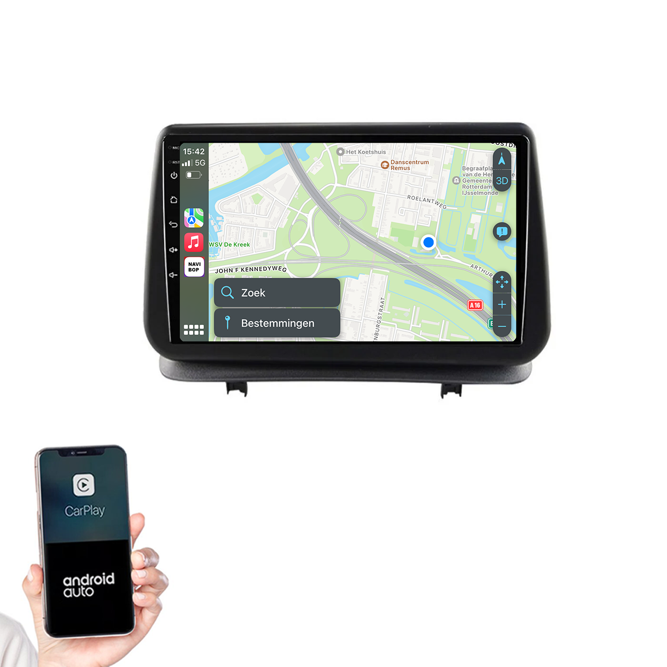 Renault Clio 2 | Autoradio | 2005 t/m 2012 | Android 14 | Apple CarPlay & Android Auto