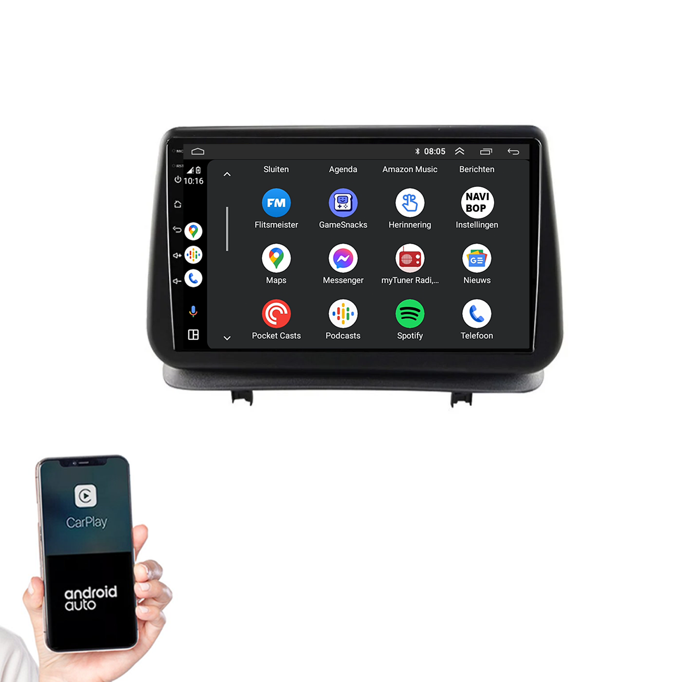 Renault Clio 2 | Autoradio | 2005 t/m 2012 | Android 14 | Apple CarPlay & Android Auto