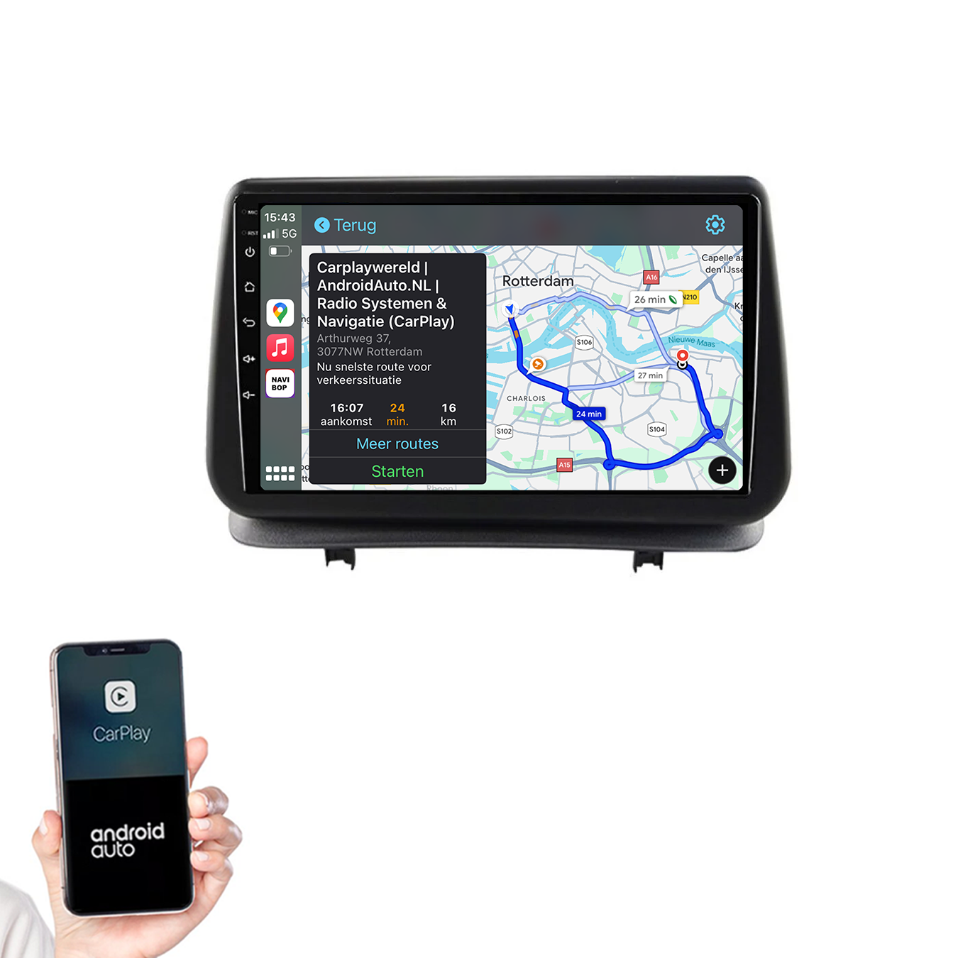 Renault Clio 2 | Autoradio | 2005 t/m 2012 | Android 14 | Apple CarPlay & Android Auto