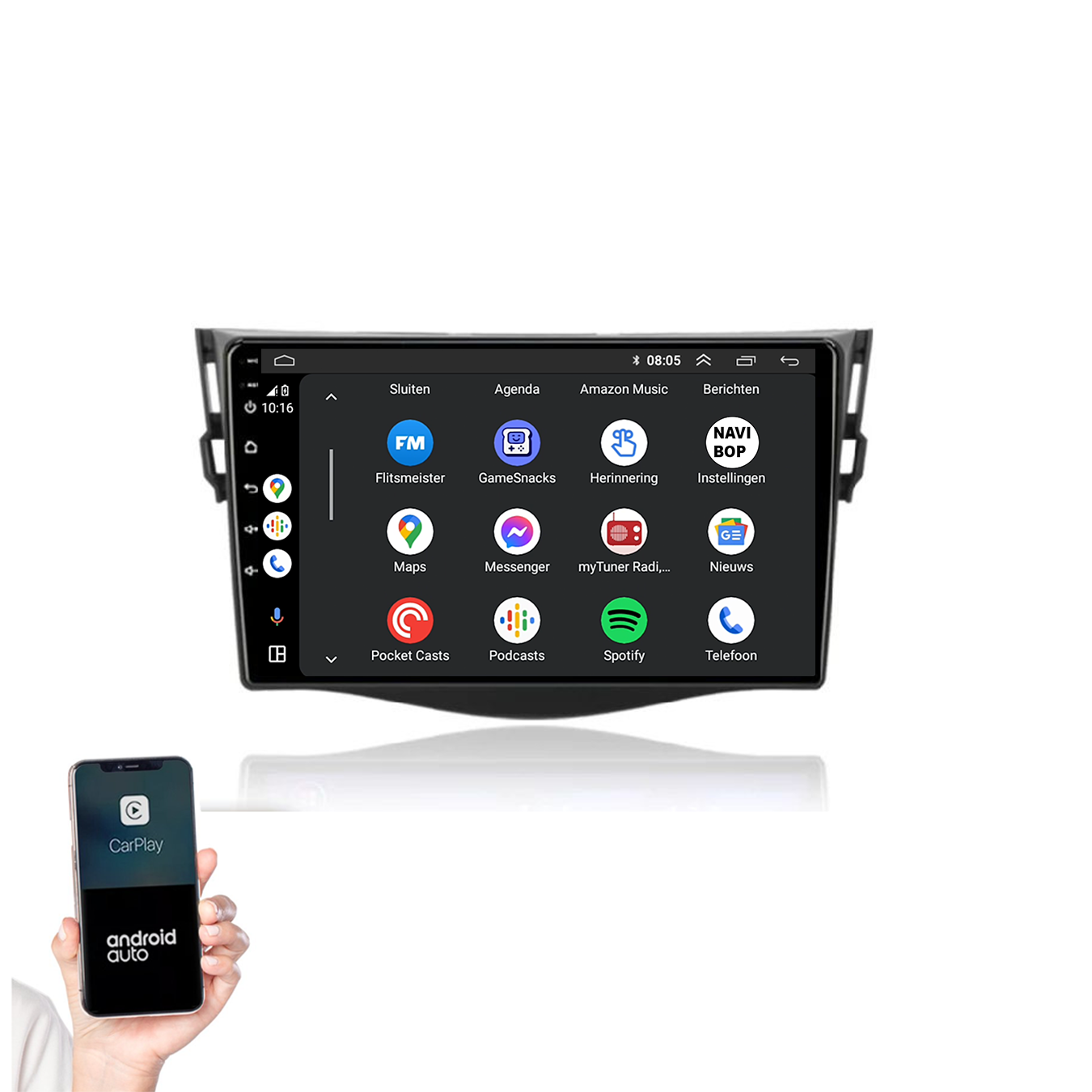 Toyota RAV-4 | Autoradio | 2006 t/m 2012 | Android 14 | Apple CarPlay & Android Auto