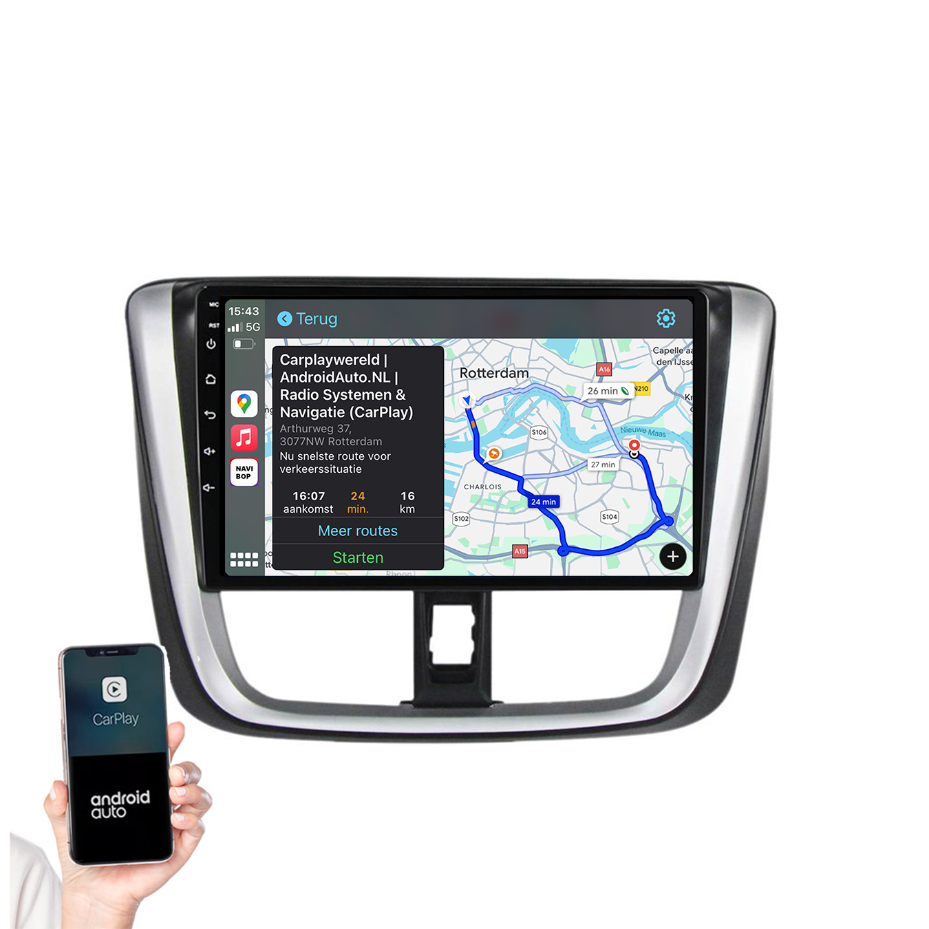 Toyota Yaris | Autoradio | 2014 t/m 2018 | Android 14 | Apple CarPlay & Android Auto