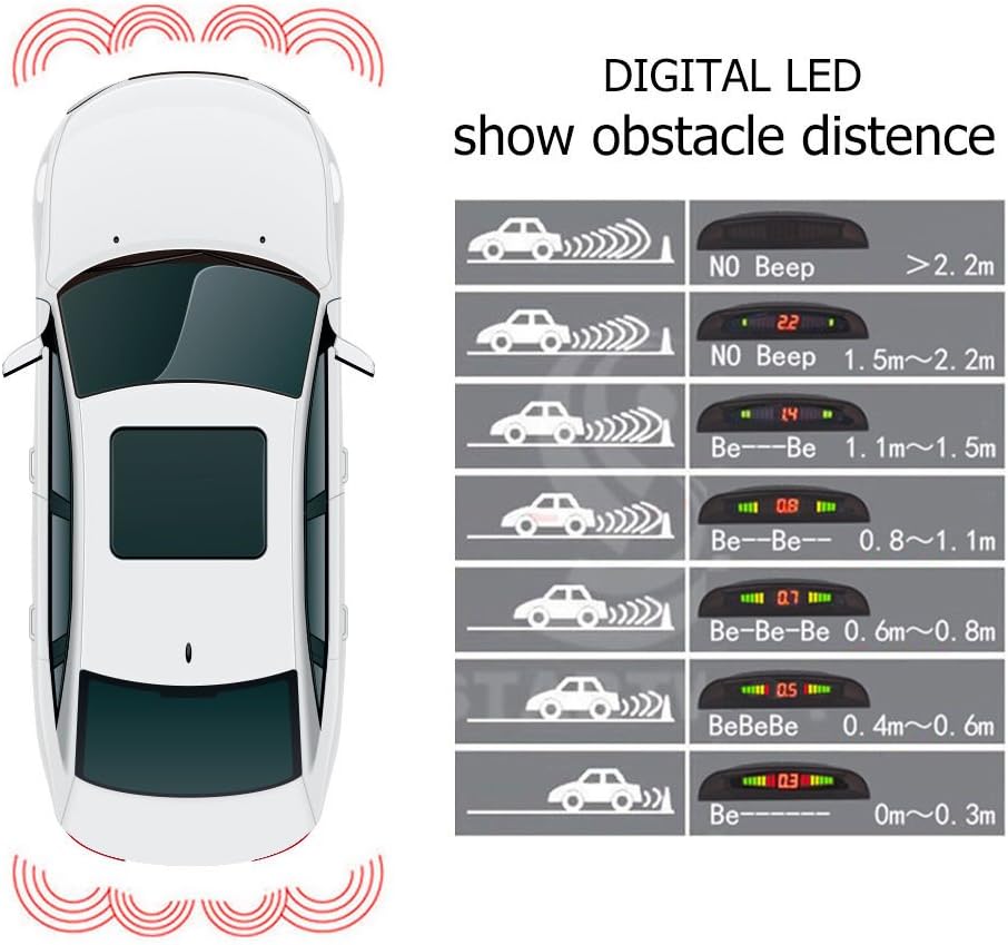 Parkeersensoren met parkeerhulp | Zwart | LED Display | NAVIBOP NAVIBOP-PS-3001