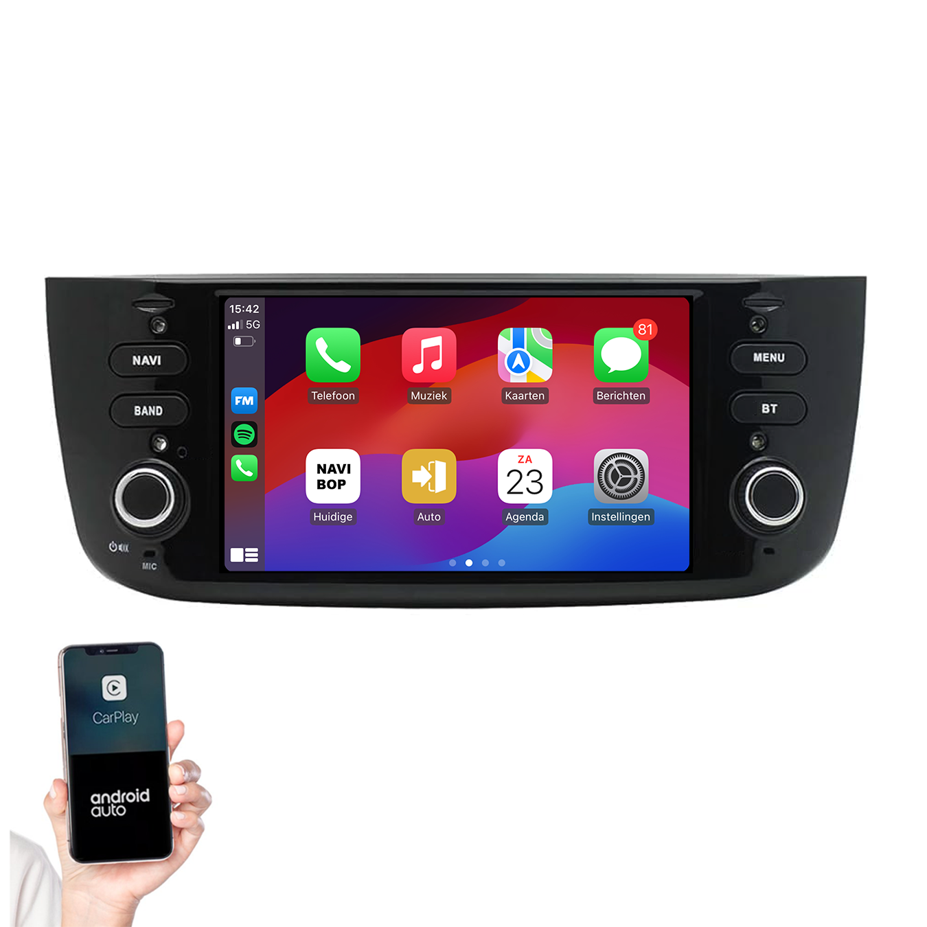 Fiat Punto | Autoradio | 2010 t/m 2015 | Android 14 | Apple CarPlay & Android Auto