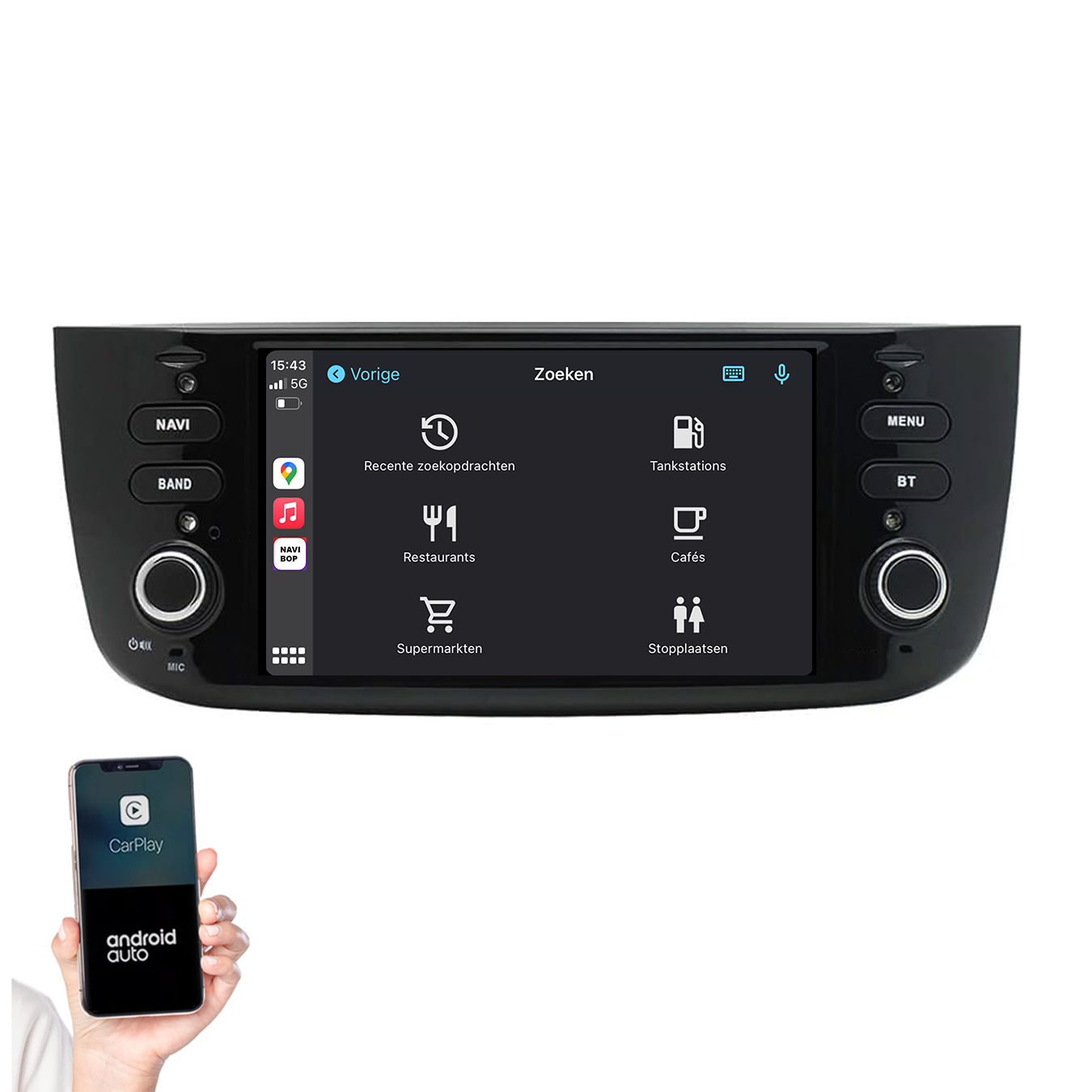 Fiat Punto | Autoradio | 2010 t/m 2015 | Android 14 | Apple CarPlay & Android Auto