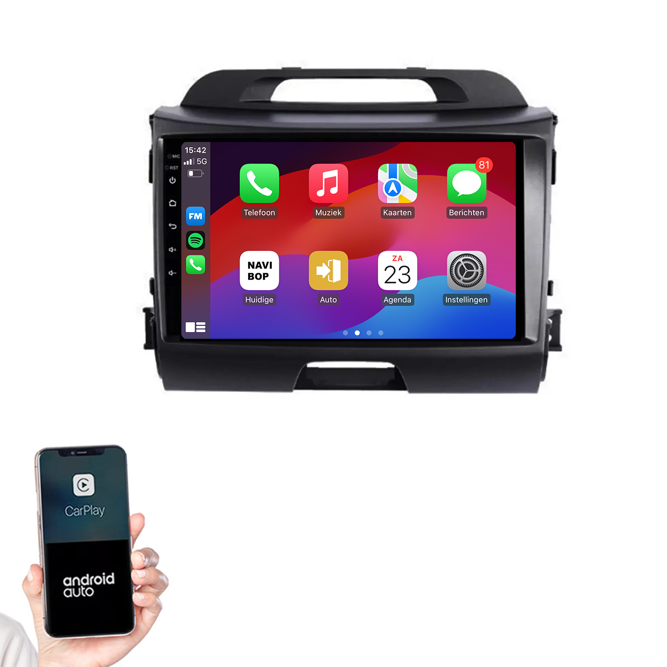 Kia Sportage | Autoradio | 2010 t/m 2016 | Android 14 | Apple CarPlay & Android Auto