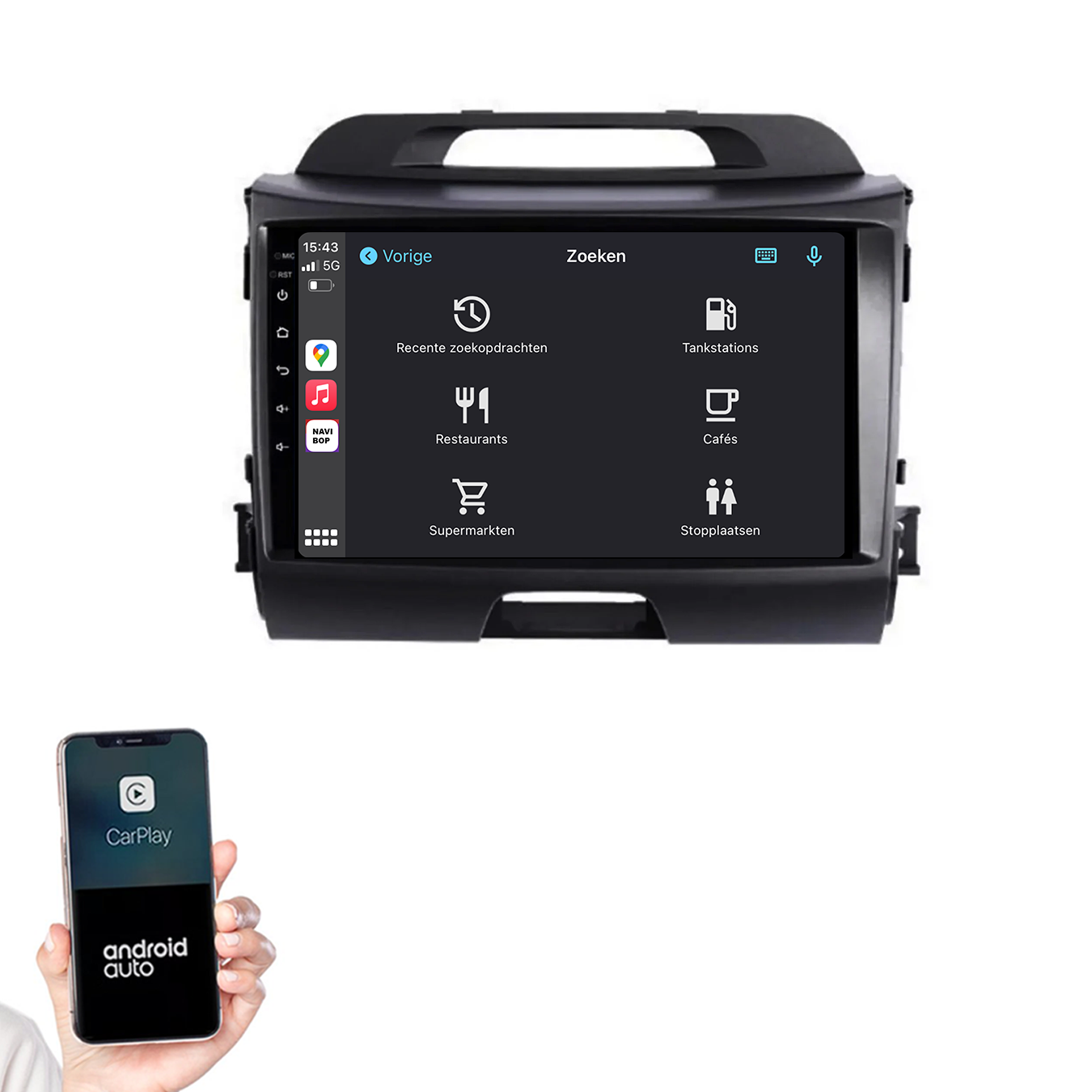 Kia Sportage | Autoradio | 2010 t/m 2016 | Android 14 | Apple CarPlay & Android Auto