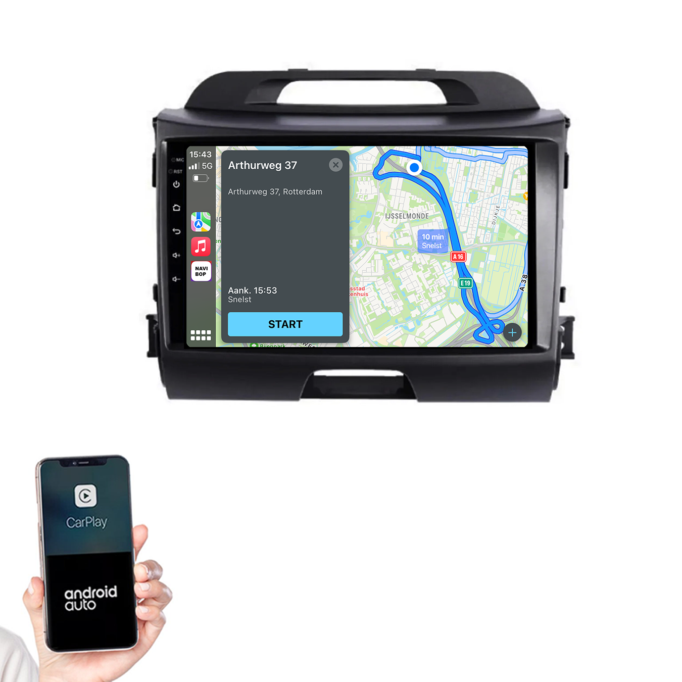 Kia Sportage | Autoradio | 2010 t/m 2016 | Android 14 | Apple CarPlay & Android Auto