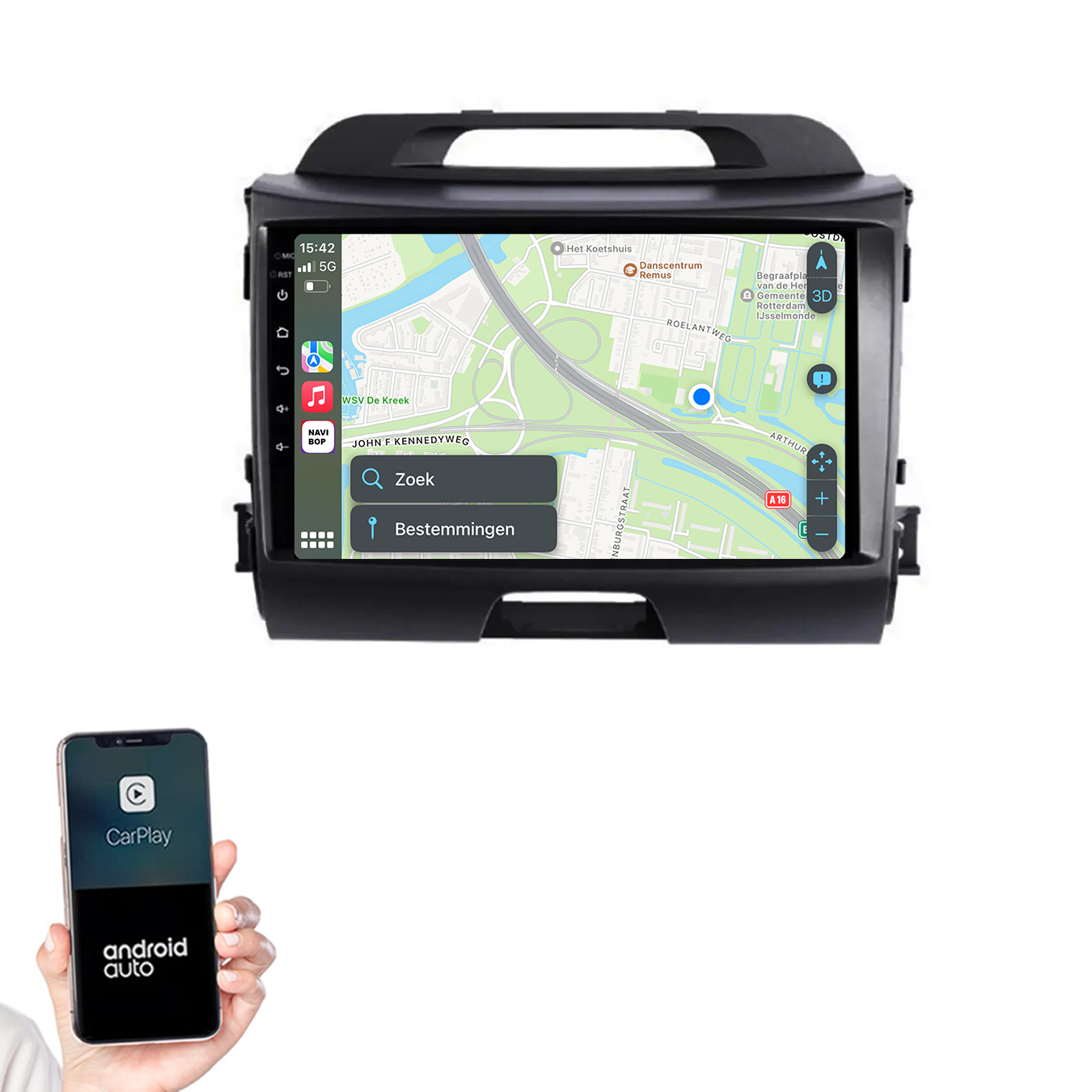 Kia Sportage | Autoradio | 2010 t/m 2016 | Android 14 | Apple CarPlay & Android Auto