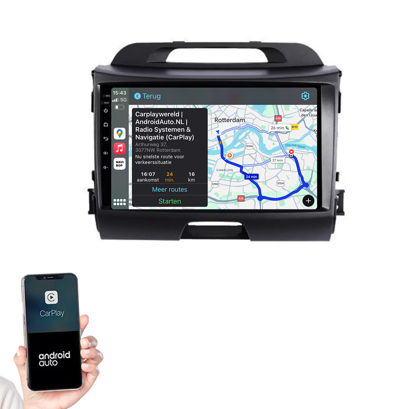 Kia Sportage | Autoradio | 2010 t/m 2016 | Android 14 | Apple CarPlay & Android Auto