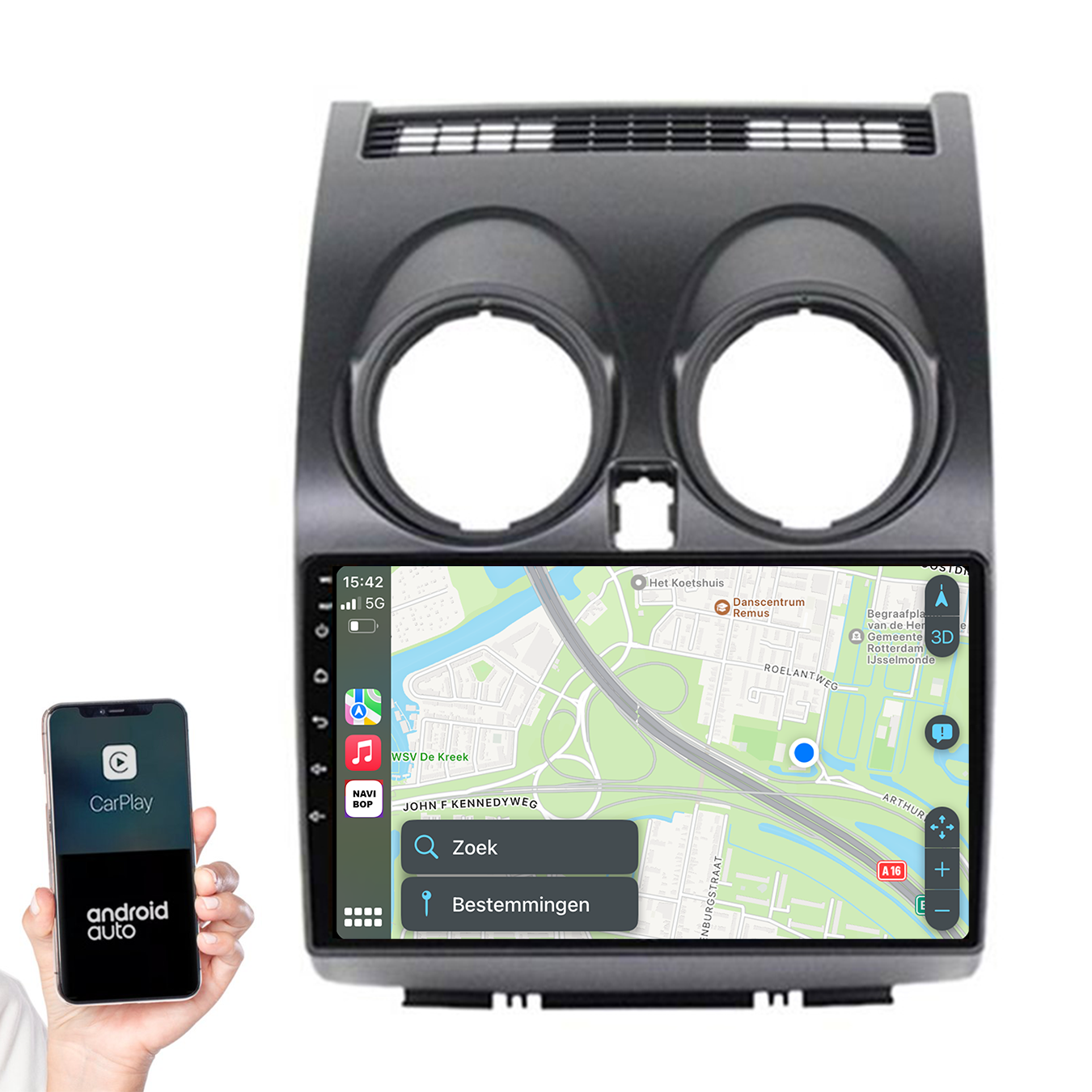 Nissan Qashqai | Autoradio | 2006 t/m 2013 | Android 14 | Apple CarPlay & Android Auto