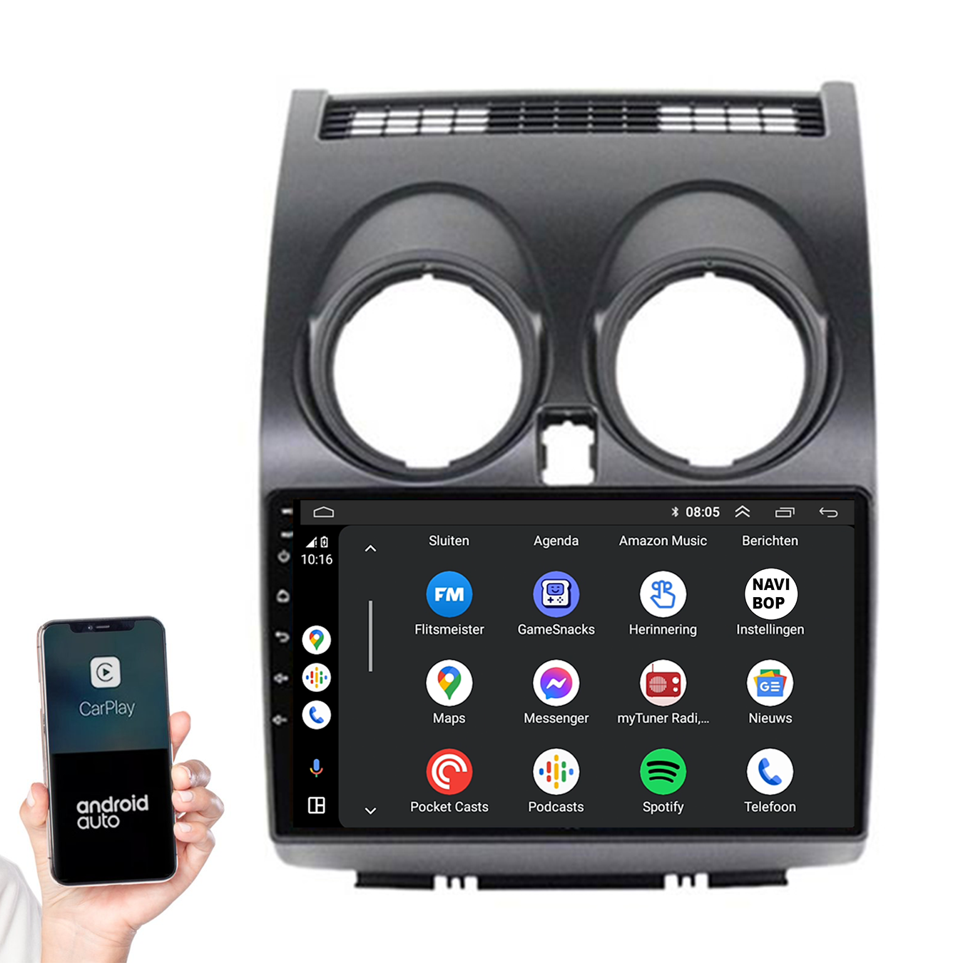 Nissan Qashqai | Autoradio | 2006 t/m 2013 | Android 14 | Apple CarPlay & Android Auto