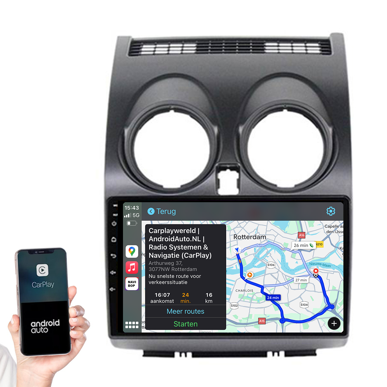 Nissan Qashqai | Autoradio | 2006 t/m 2013 | Android 14 | Apple CarPlay & Android Auto