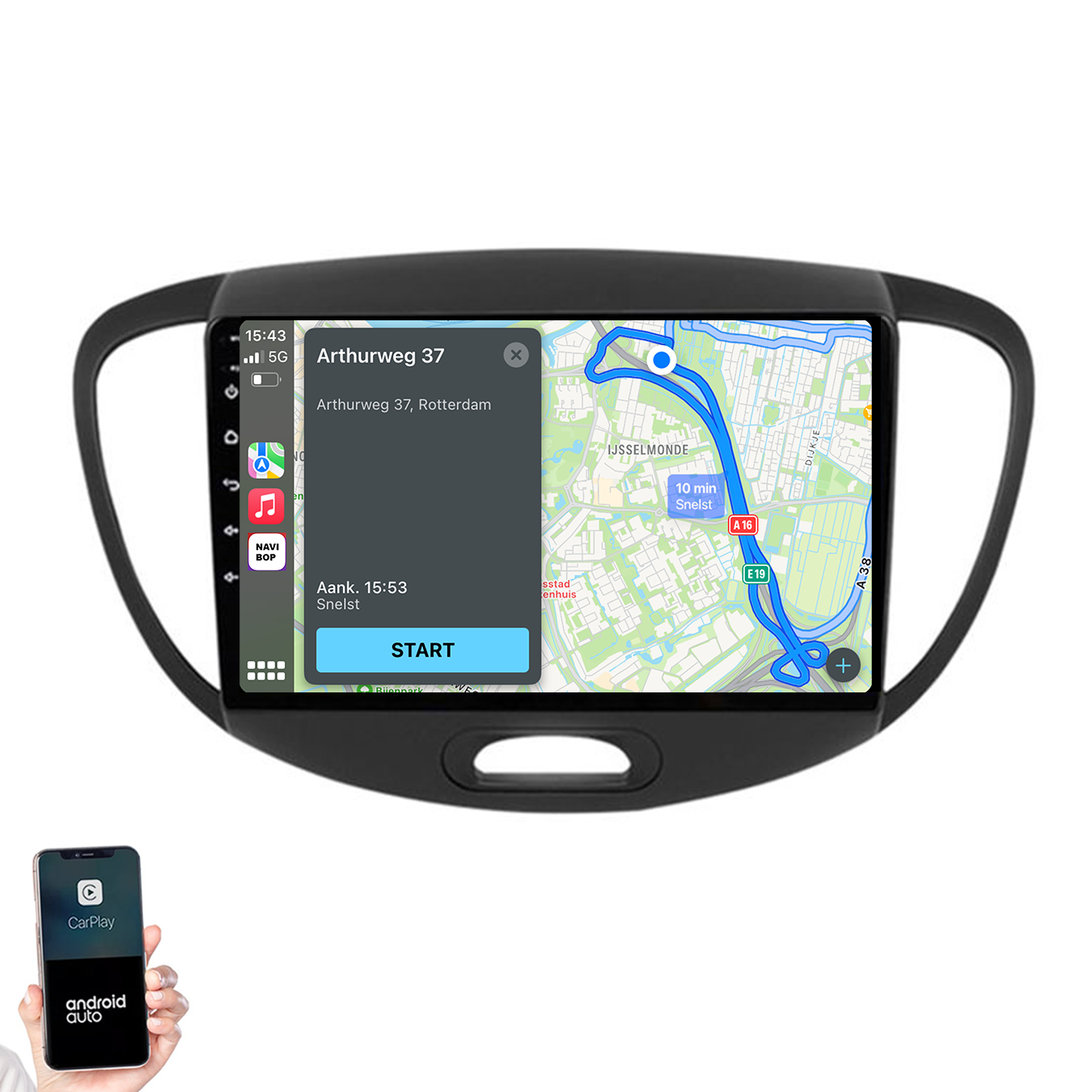 Hyundai I10 | Autoradio | 2007 t/m 2013 | Android 14 | Apple CarPlay & Android Auto