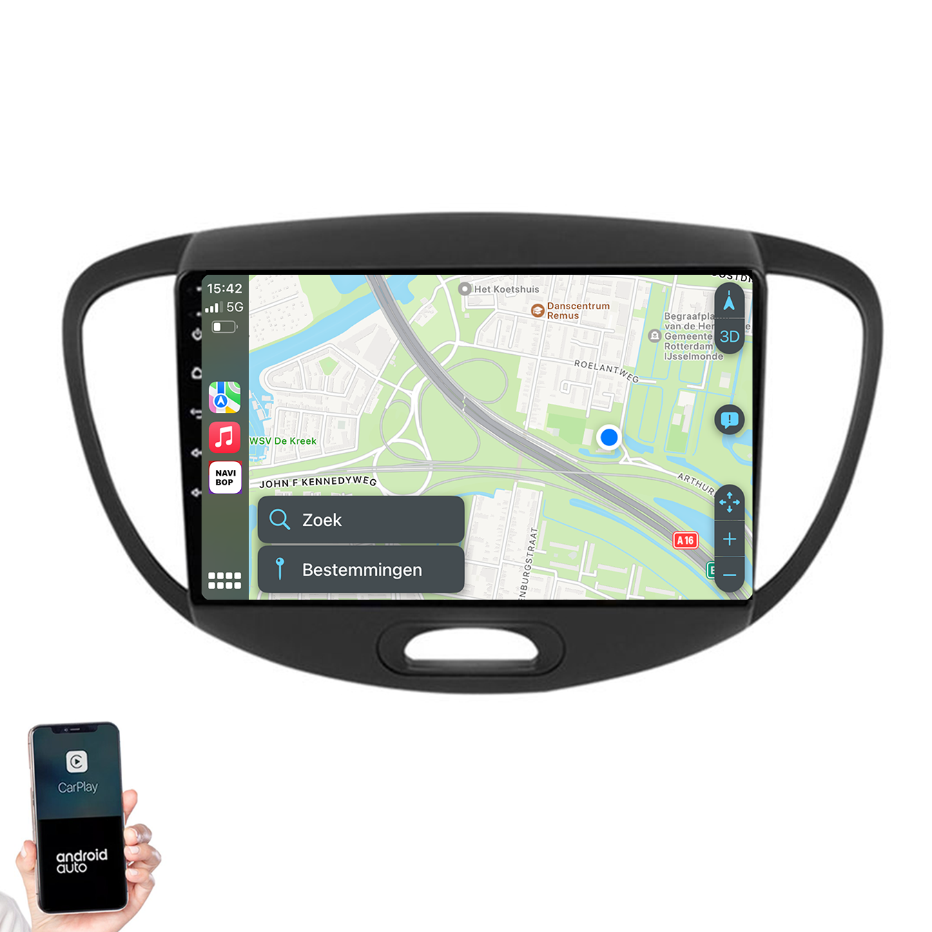 Hyundai I10 | Autoradio | 2007 t/m 2013 | Android 14 | Apple CarPlay & Android Auto
