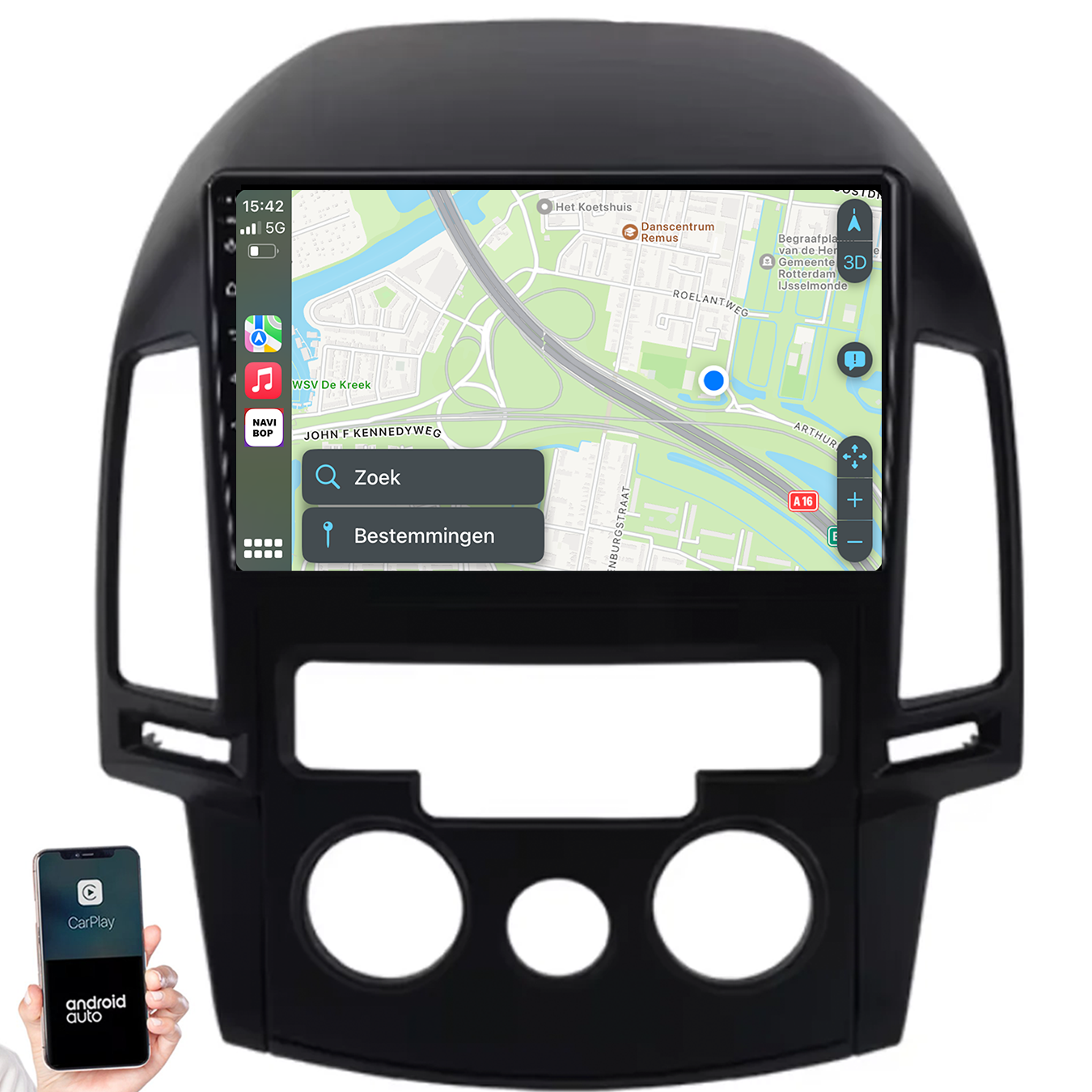 Hyundai I30 | Autoradio | 2007 t/m 2012 | Android 14 | Apple CarPlay & Android Auto