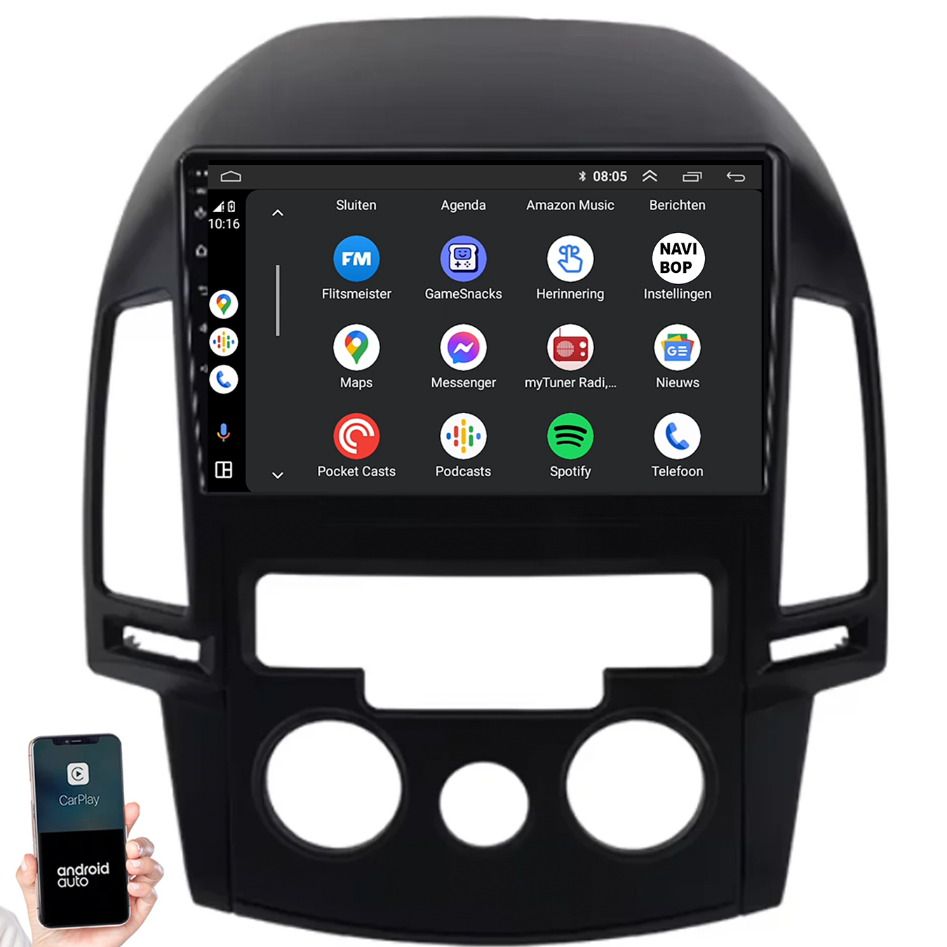 Hyundai I30 | Autoradio | 2007 t/m 2012 | Android 14 | Apple CarPlay & Android Auto