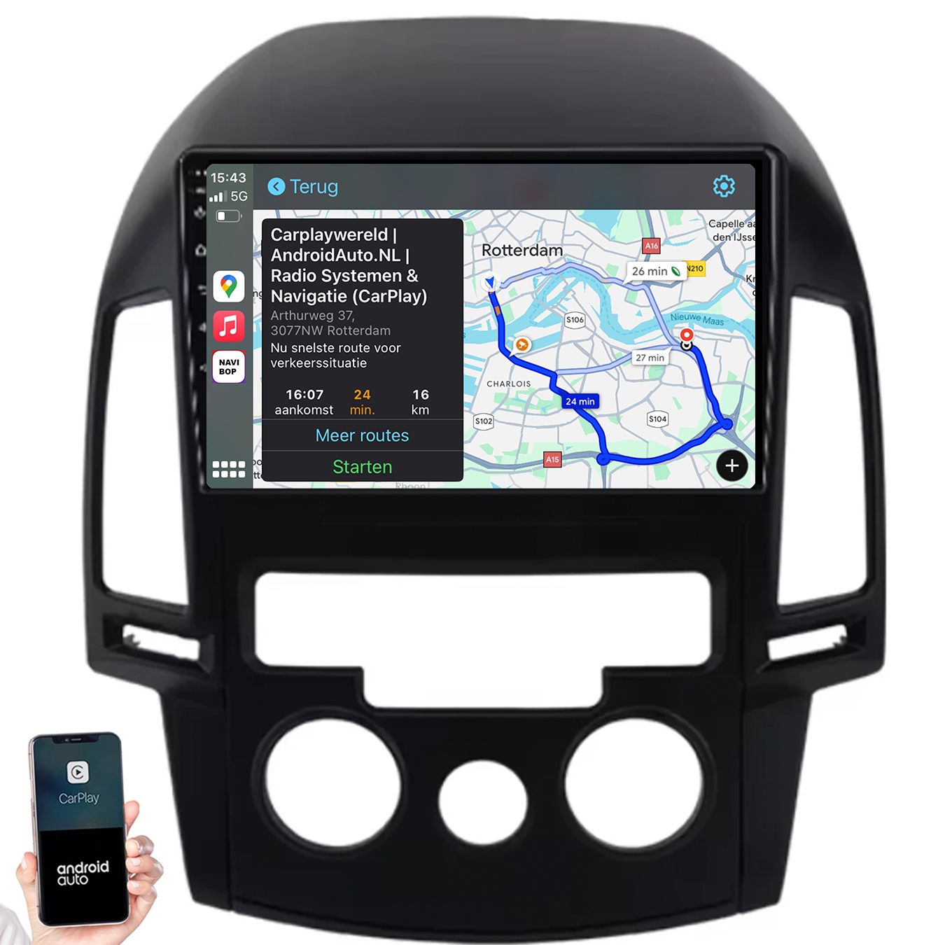 Hyundai I30 | Autoradio | 2007 t/m 2012 | Android 14 | Apple CarPlay & Android Auto