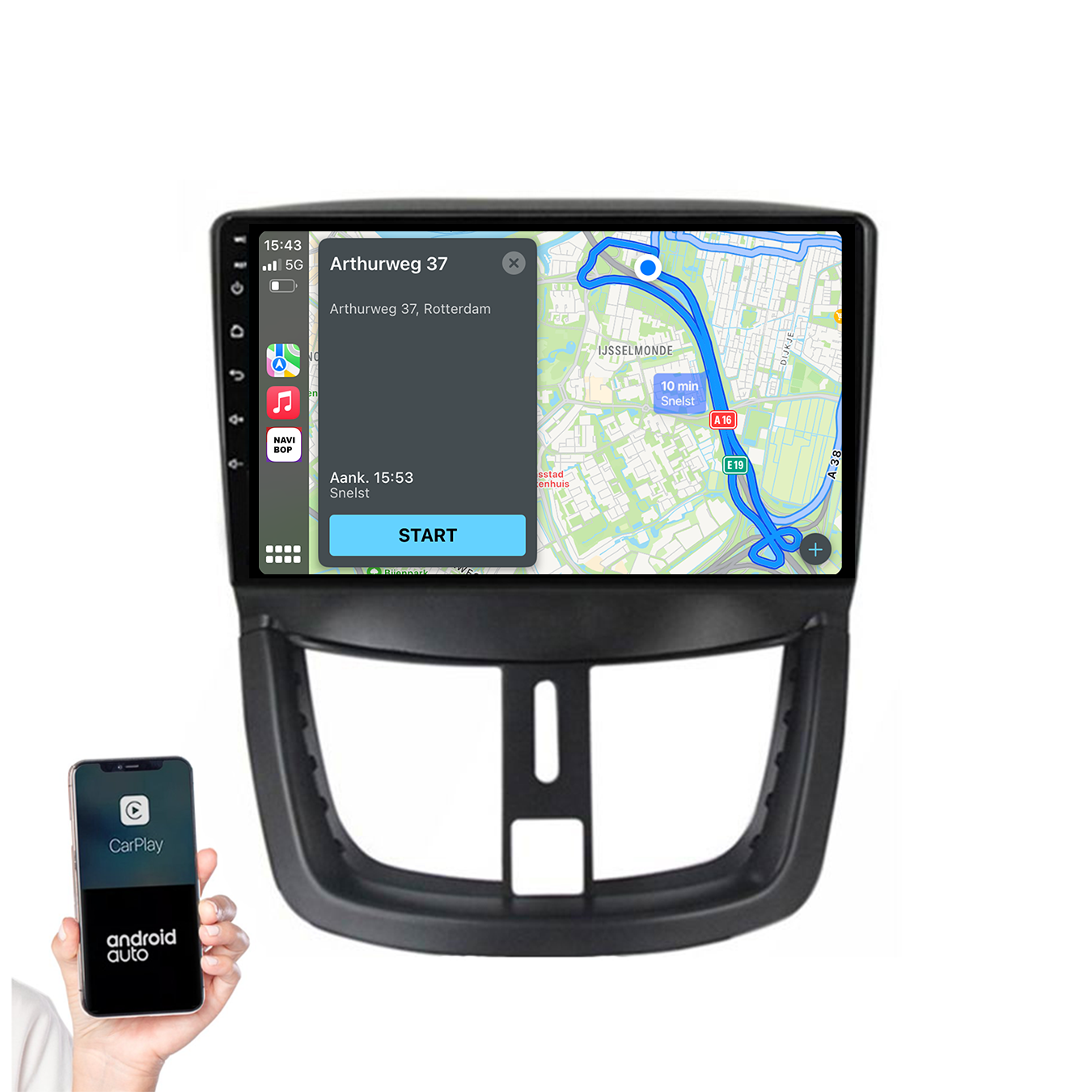 Peugeot 207 | Autoradio | 2006 t/m 2015 | Android 14 | Apple CarPlay & Android Auto