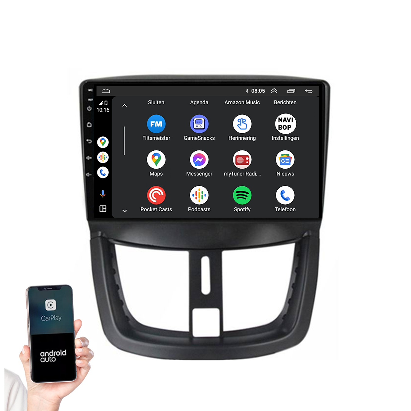 Peugeot 207 | Autoradio | 2006 t/m 2015 | Android 14 | Apple CarPlay & Android Auto
