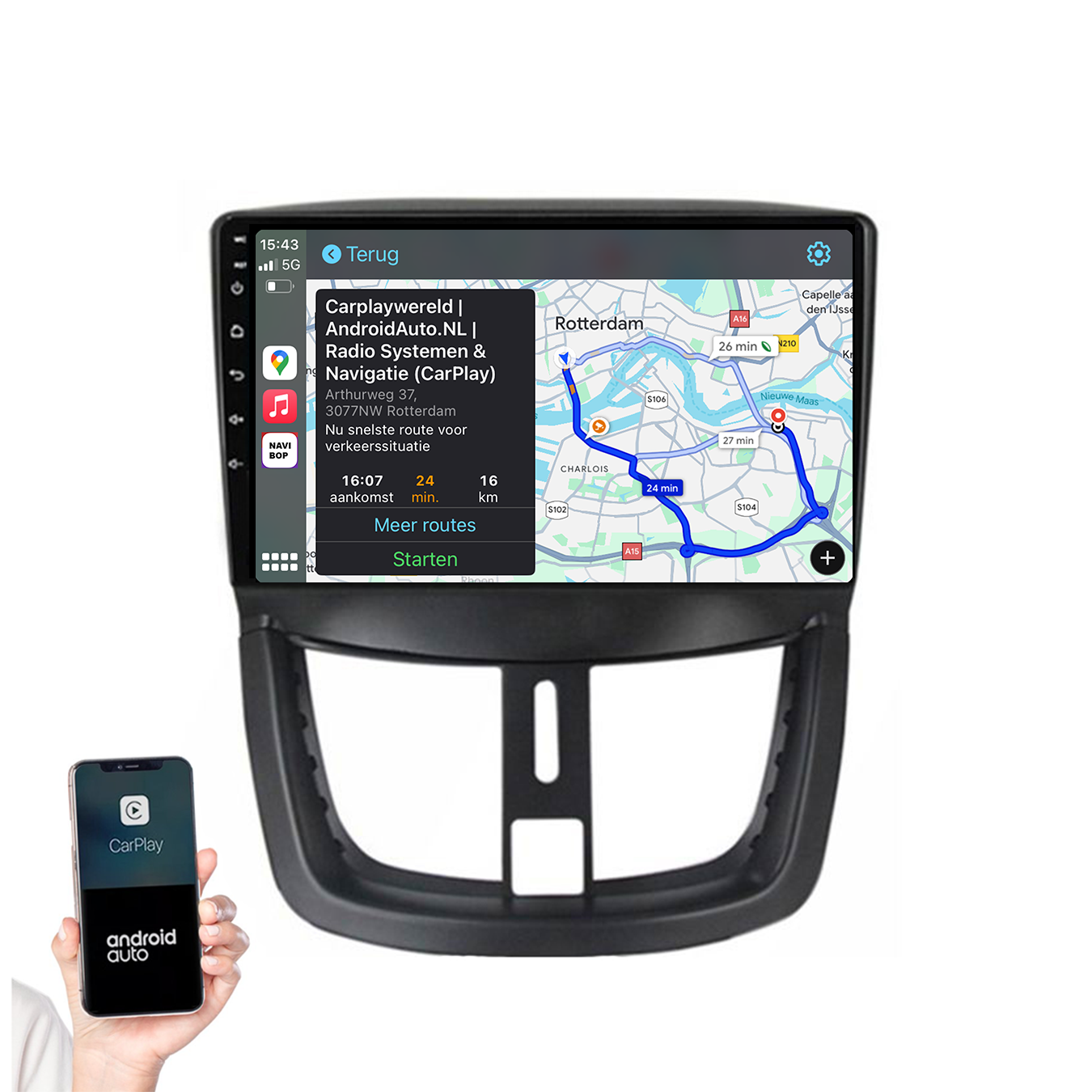 Peugeot 207 | Autoradio | 2006 t/m 2015 | Android 14 | Apple CarPlay & Android Auto