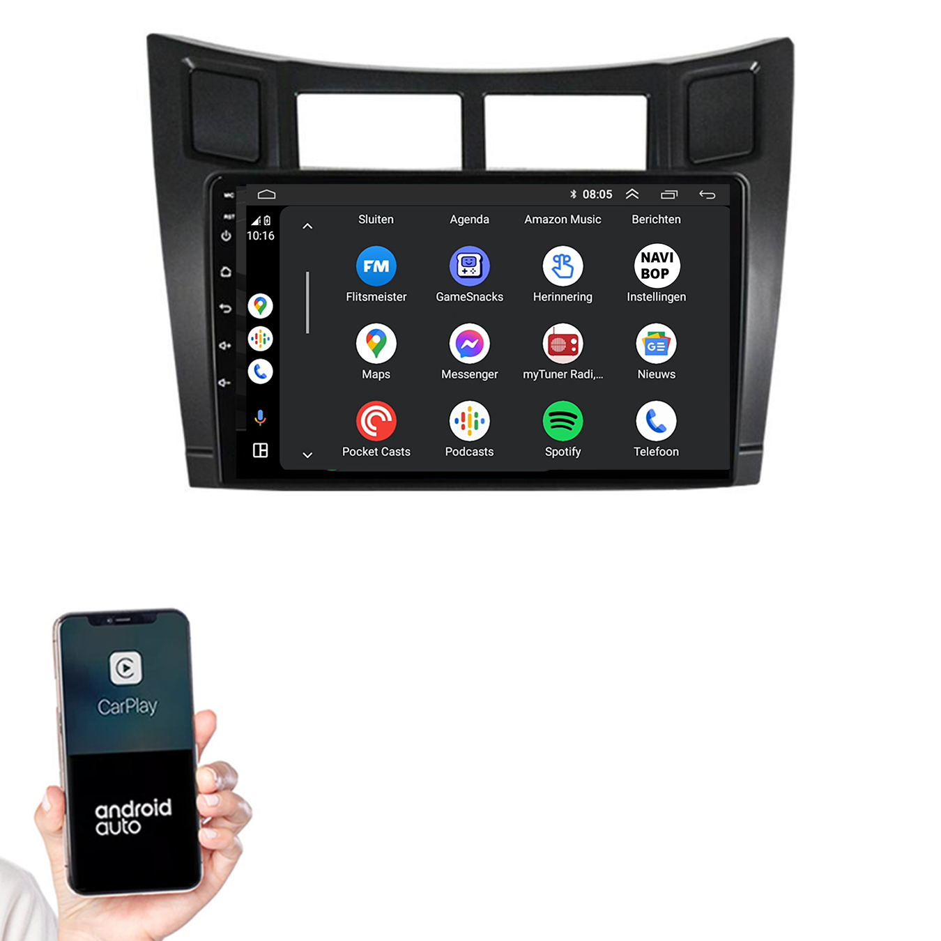 Toyota Yaris | Autoradio | 2005 t/m 2012 | Android 14 | Apple CarPlay & Android Auto