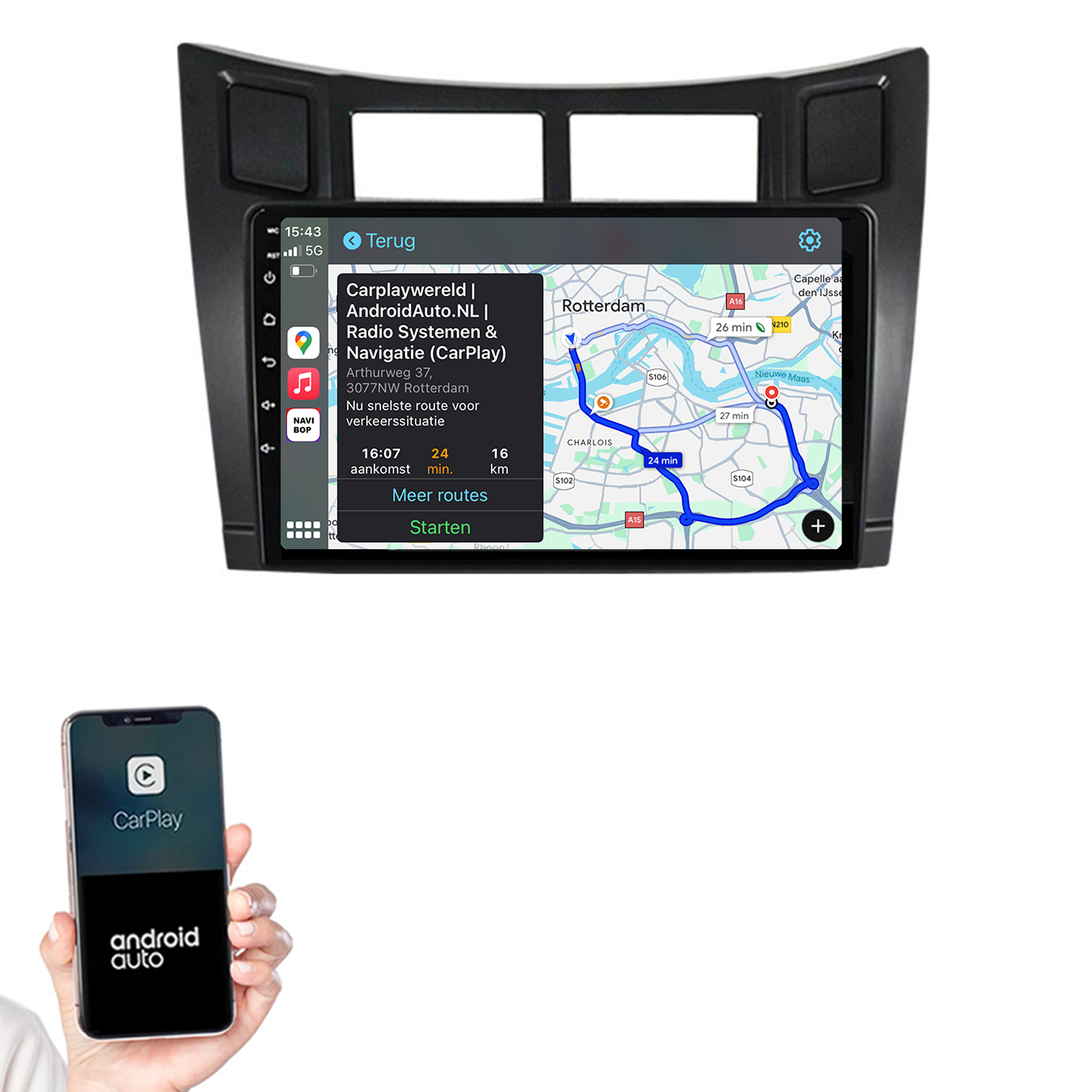 Toyota Yaris | Autoradio | 2005 t/m 2012 | Android 14 | Apple CarPlay & Android Auto